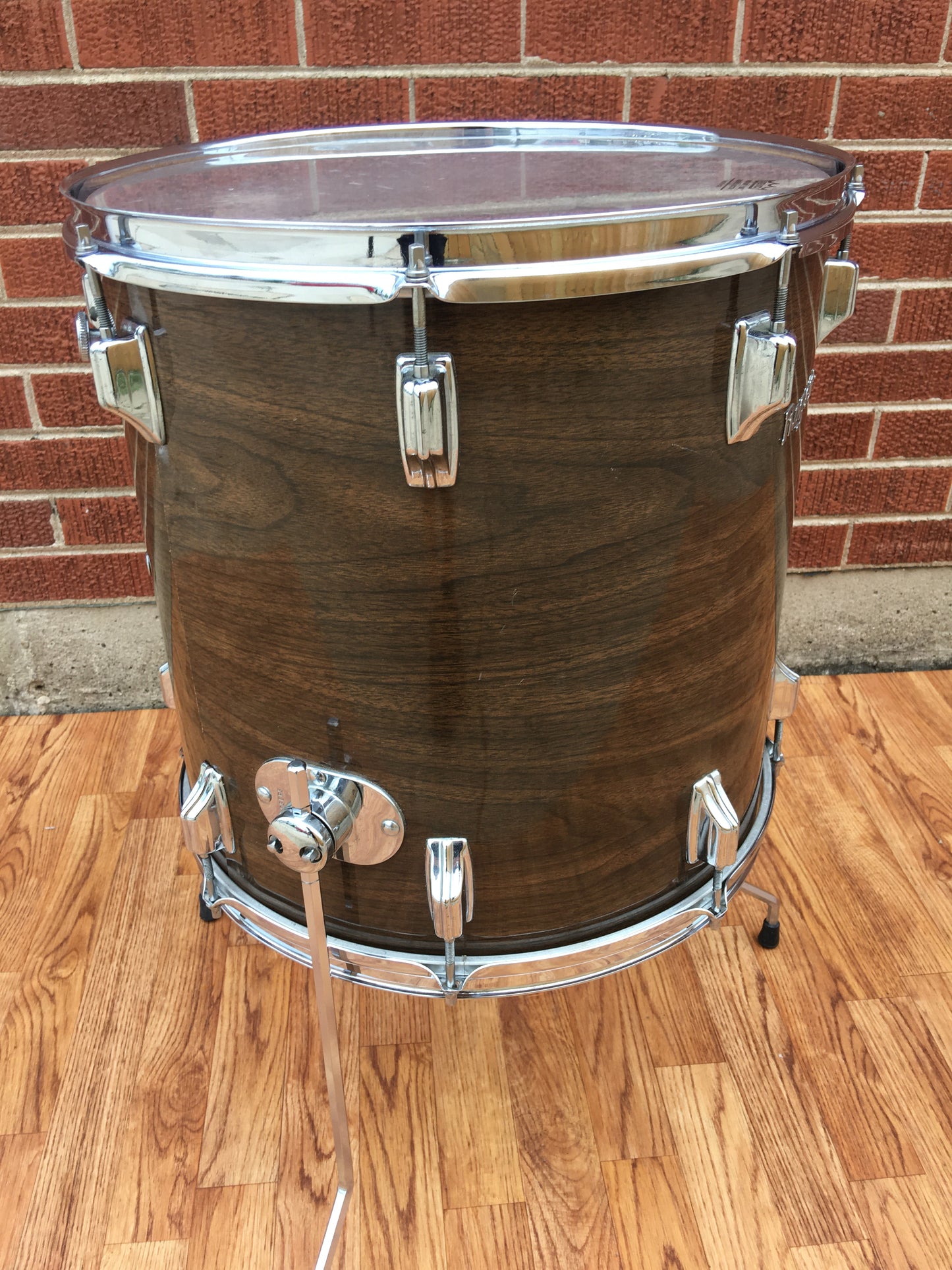 1970s Rogers 16X16 New Mahogany Swivomatic Floor Tom Drum