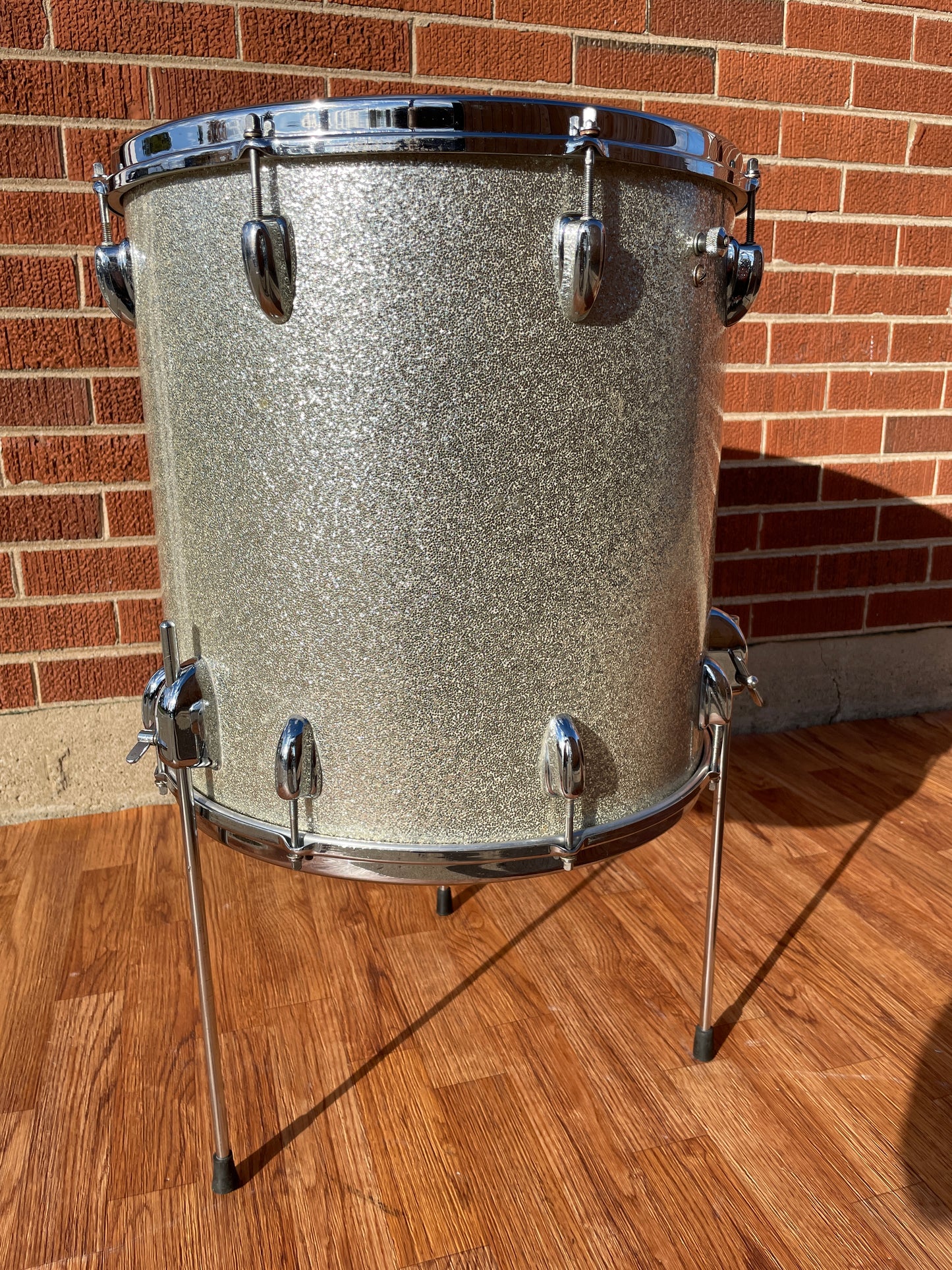 1966 Slingerland 16x16 Floor Tom Drum Silver Sparkle