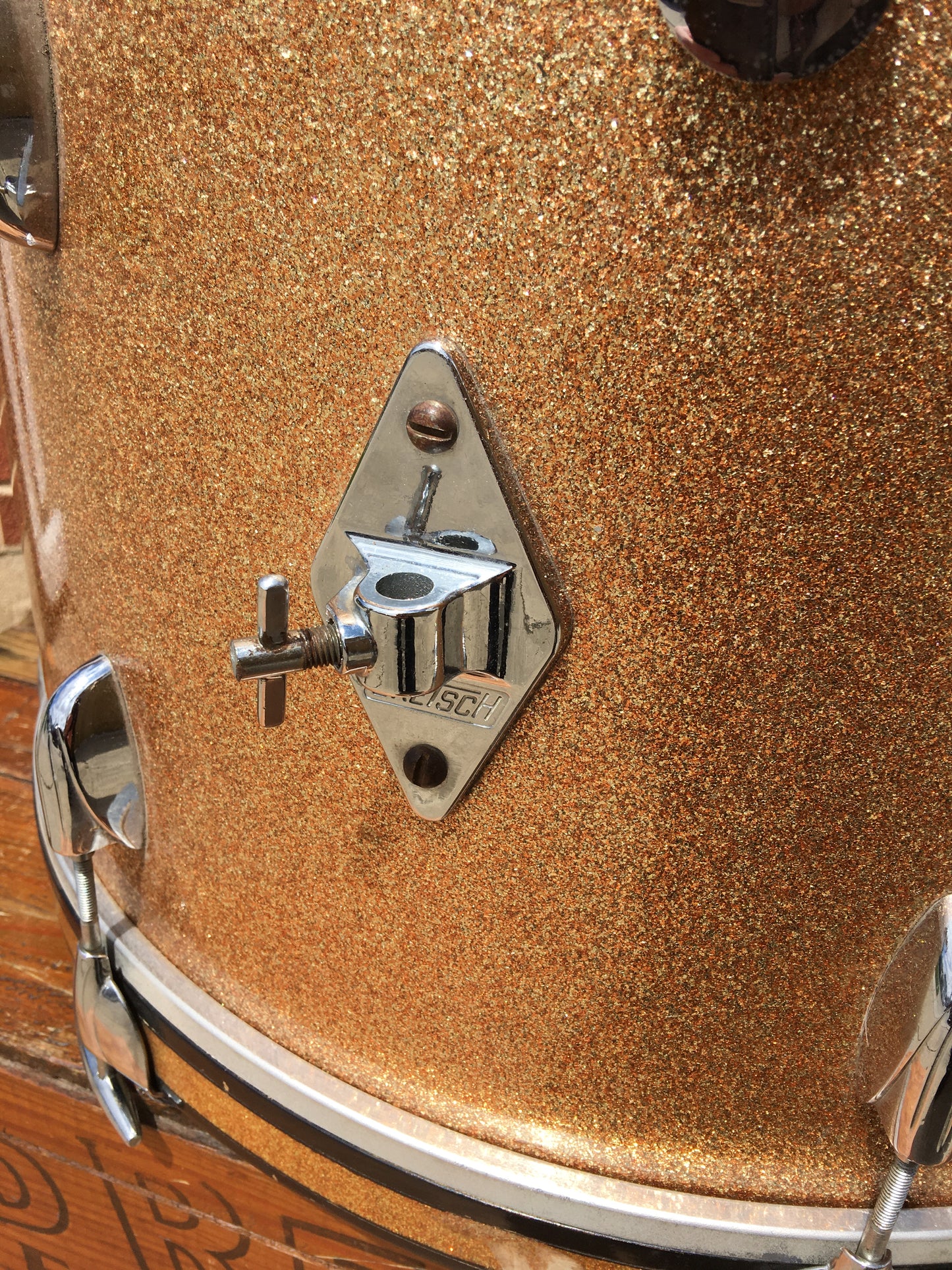 1960s Gretsch Round Badge 14x22 Name Band Champagne Sparkle Bass Drum