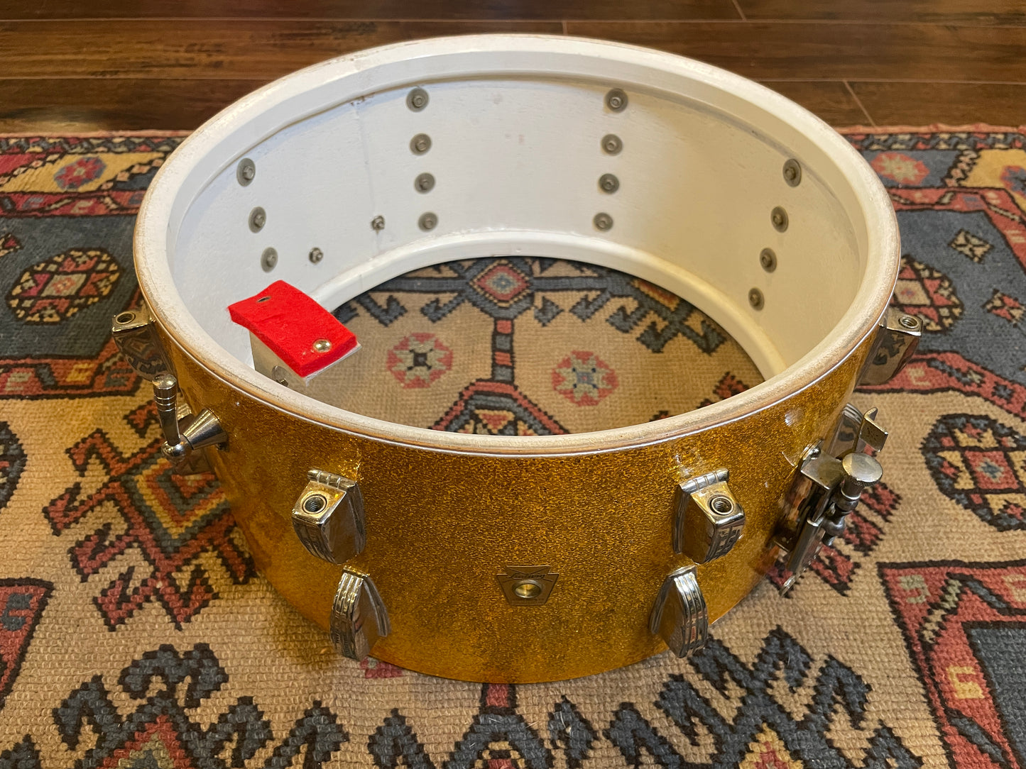 1962 Ludwig 6.5x14 No. 912 School Festival Snare Drum Gold Sparkle Pre-Serial