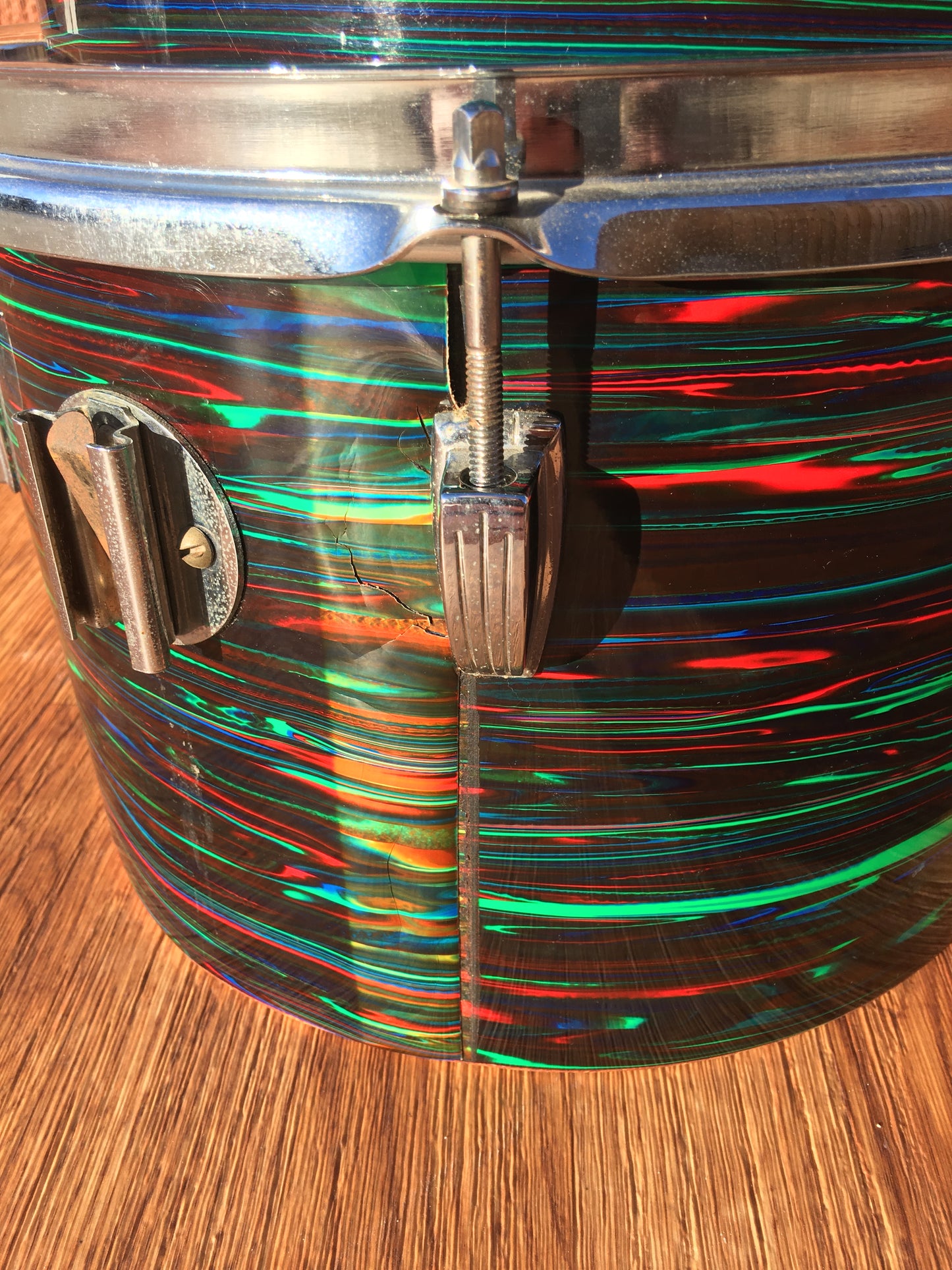 1970s Ludwig 6.5x10 & 8x12 Concert Tom Drums Psychedelic Red