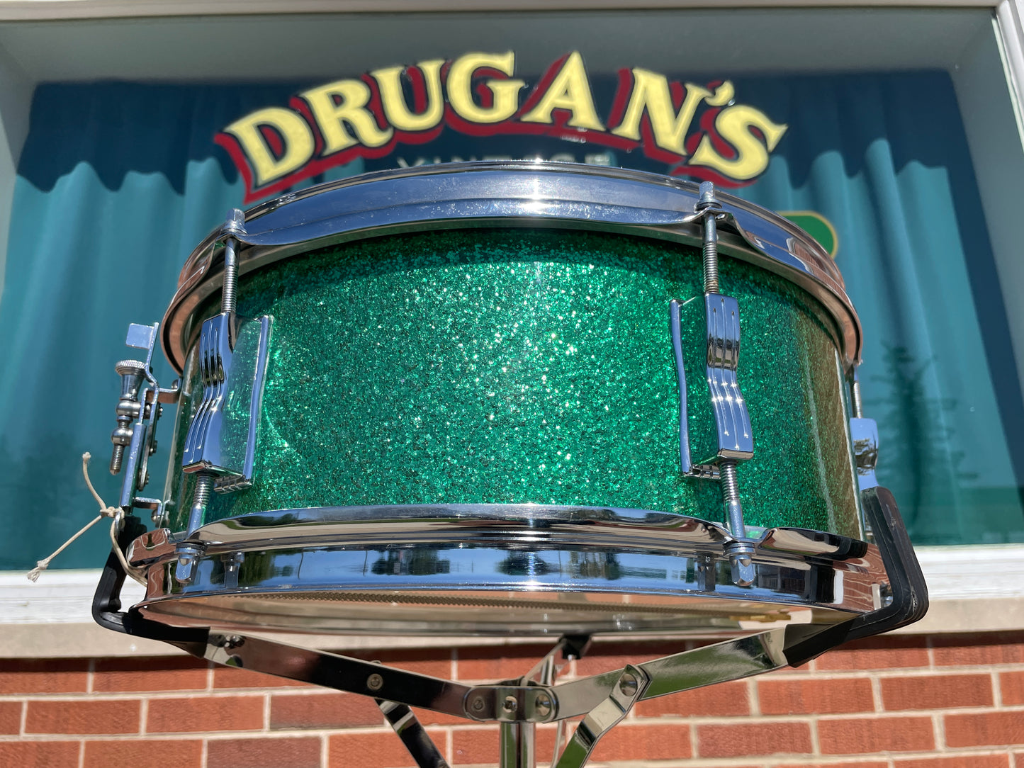 1966 Ludwig 5x14 Pioneer Snare Drum Green Sparkle