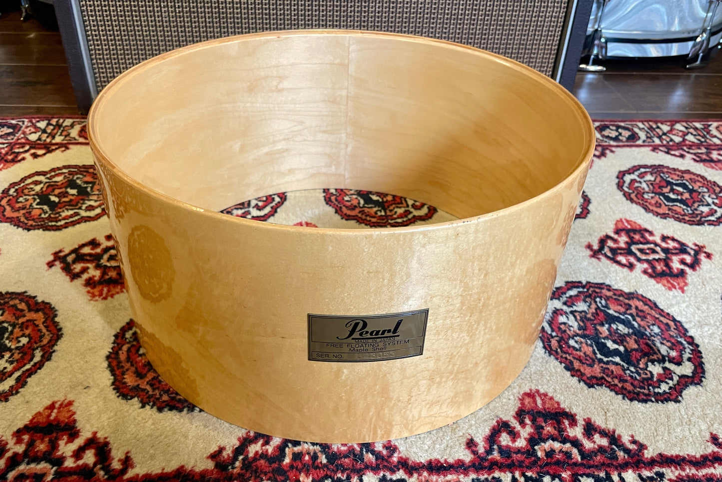 Vintage Pearl 8x14 Free Floating System Snare Drum Maple Natural Japan MIJ