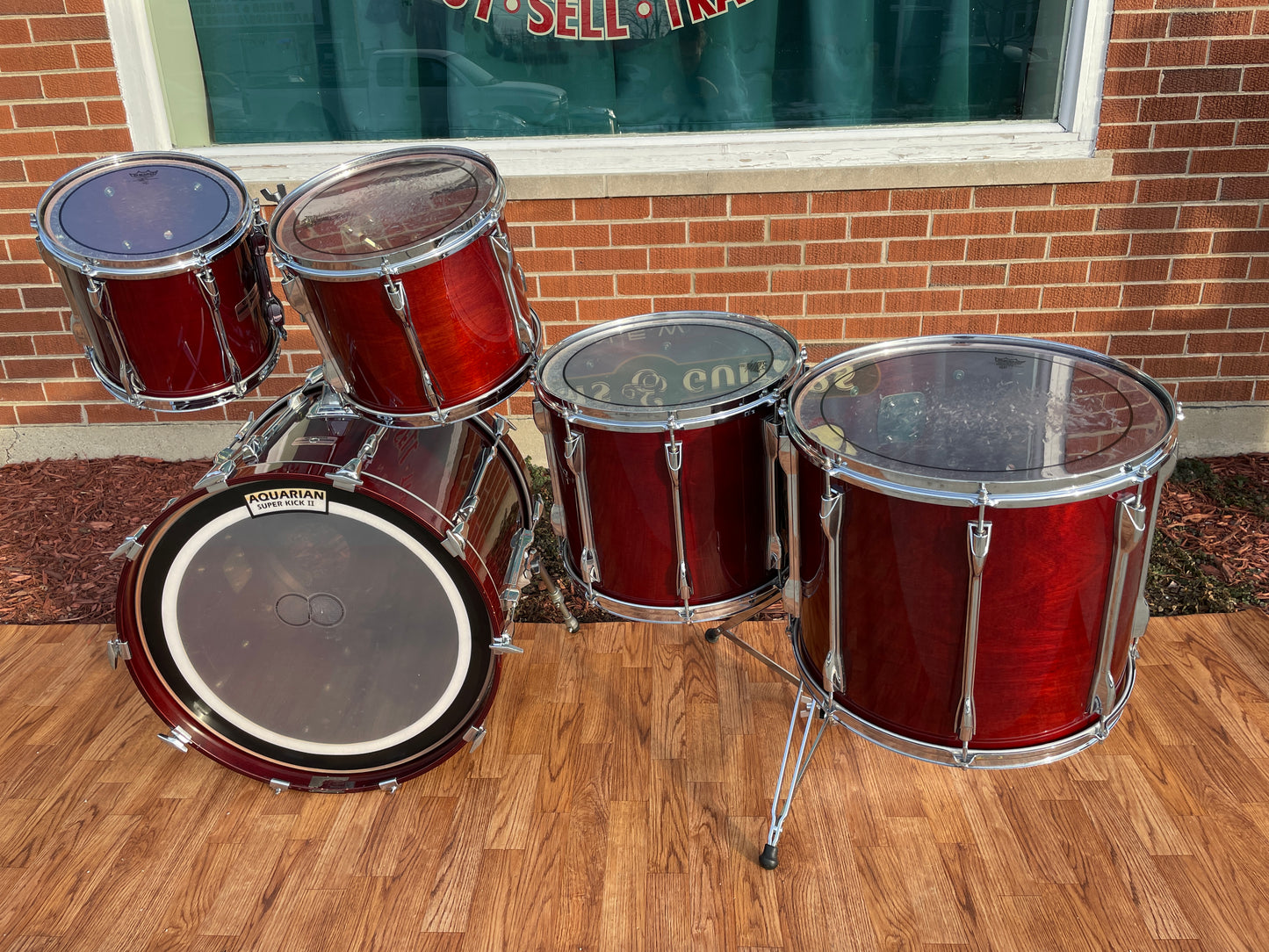Vintage 1980s Yamaha Recording Custom Drum Set MIJ Red Cherry Wood CLEAN!
