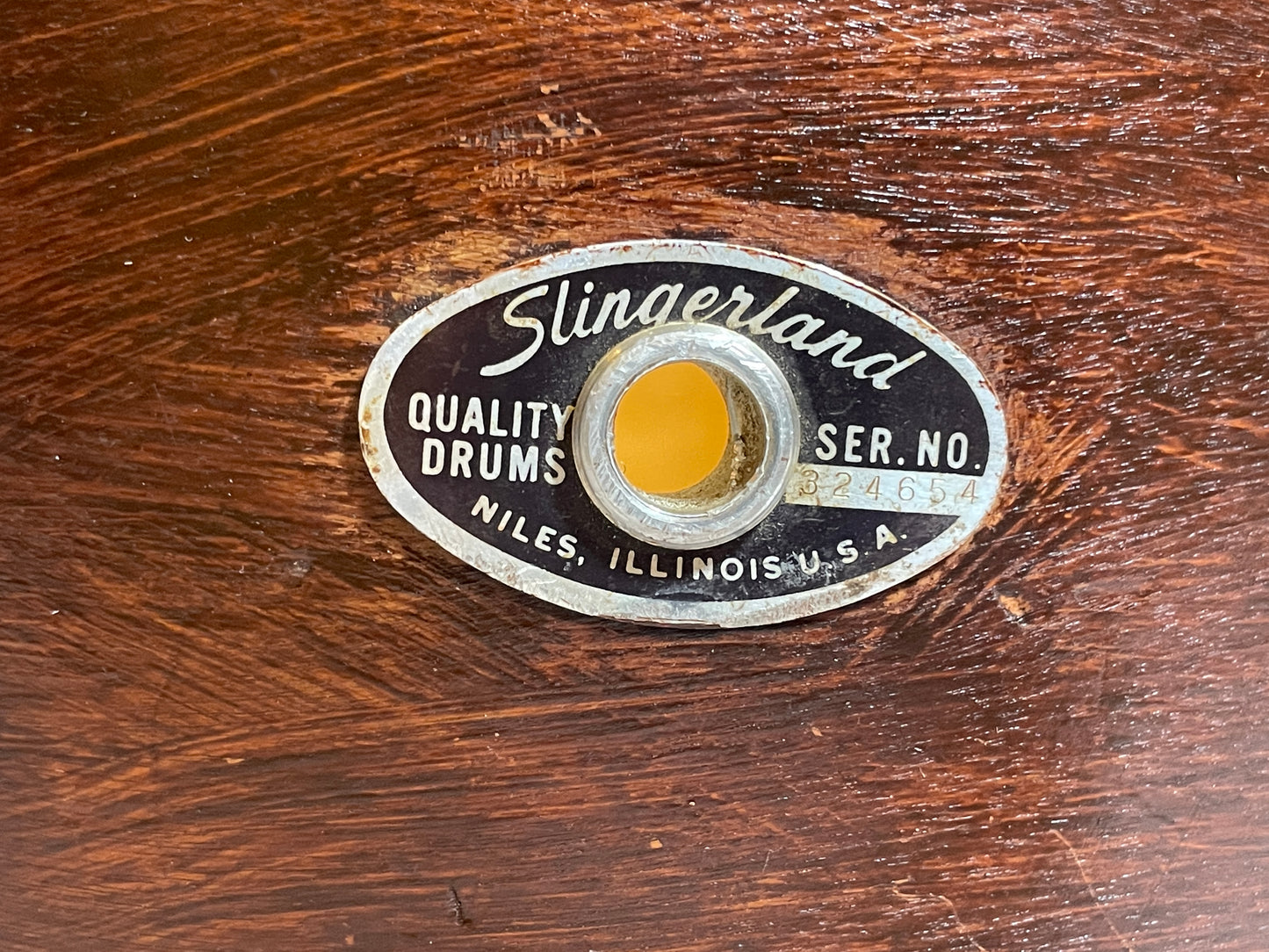 1970s Slingerland 8x12 Tom Drum Shell Brown Stain