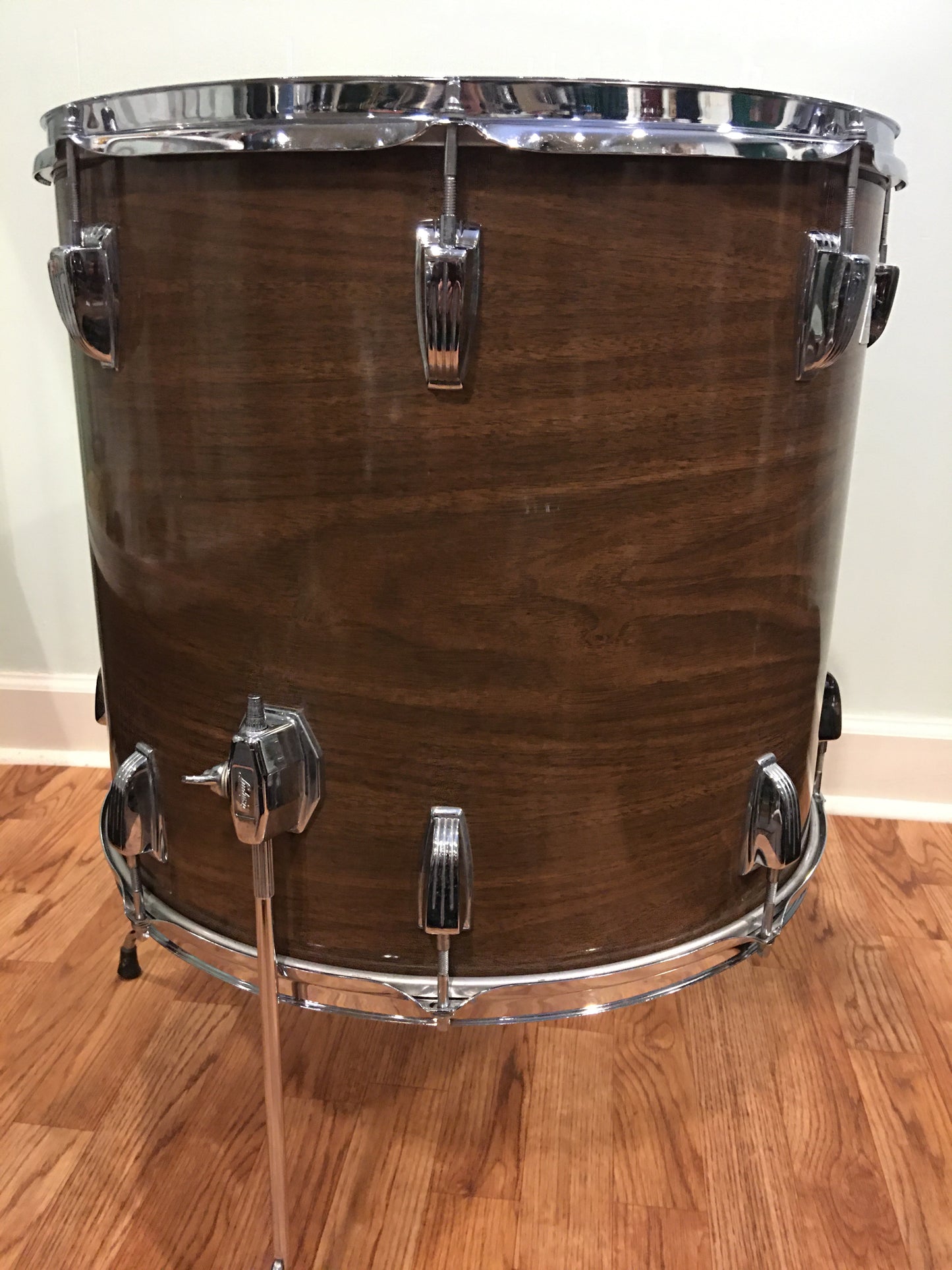 1970s Ludwig 16x18 3 Ply Single Floor Tom Drum Walnut Cortex