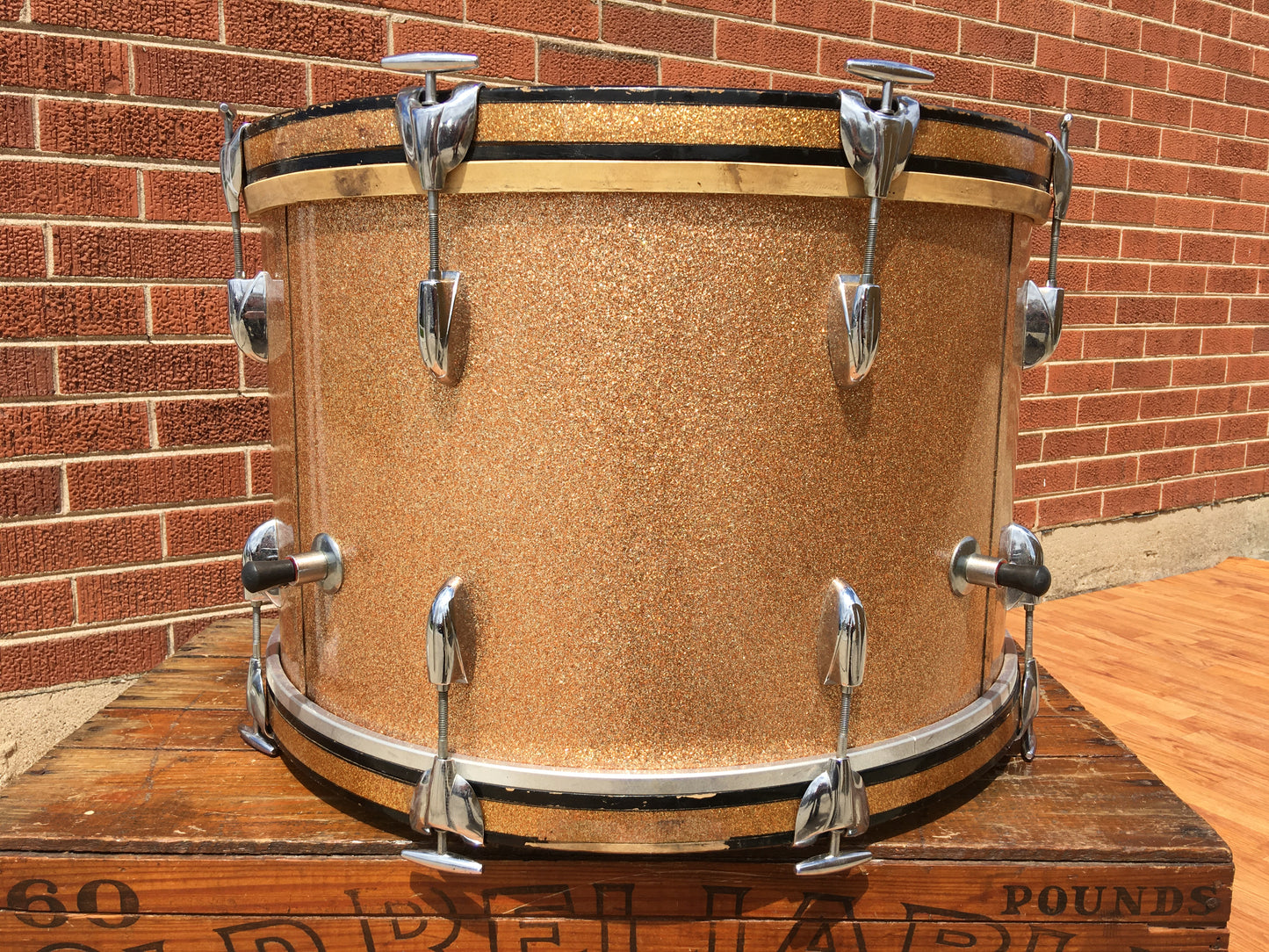 1960s Gretsch Round Badge 14x22 Name Band Champagne Sparkle Bass Drum