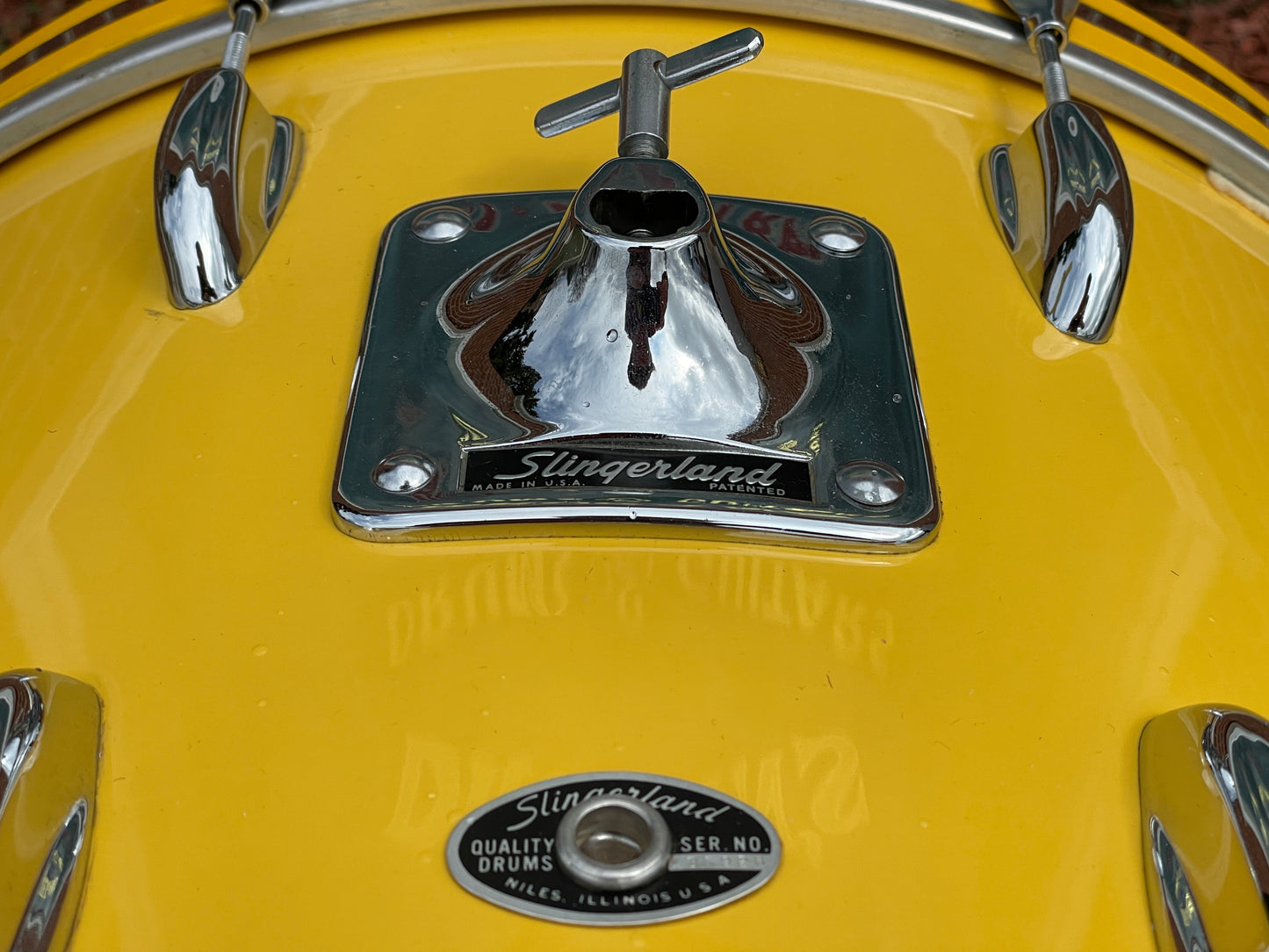 1970s Slingerland 4pc. Drum Set Gloss Yellow 22/12/13/16
