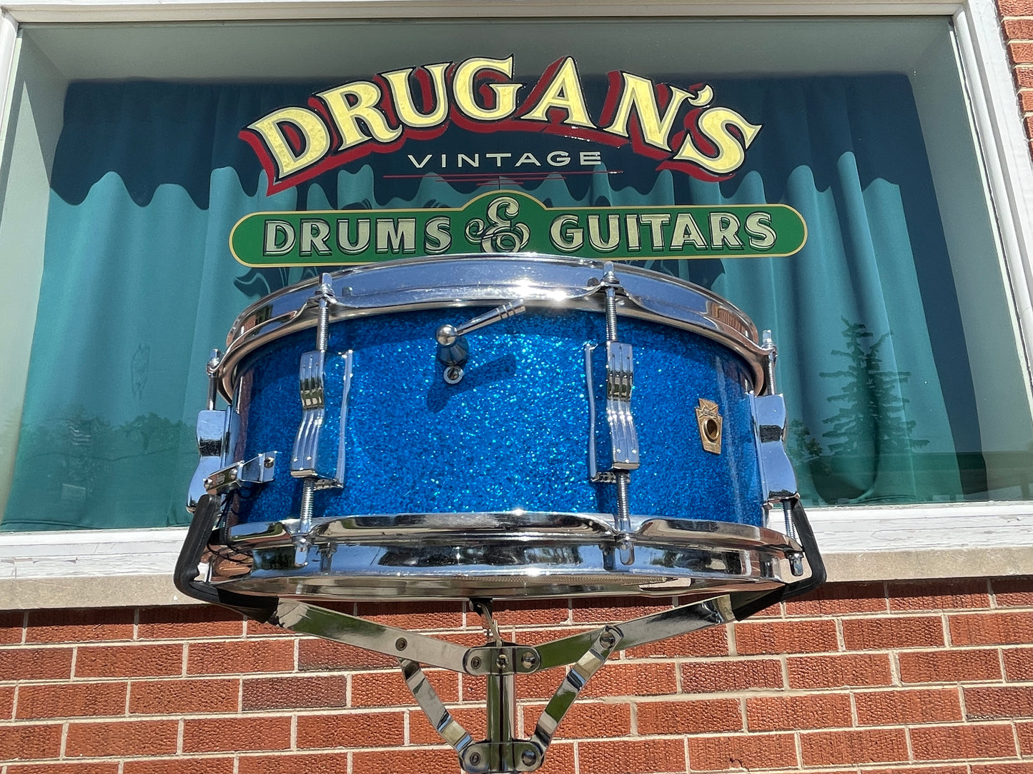 1966 Ludwig 5x14 Jazz Festival Snare Drum Blue Sparkle