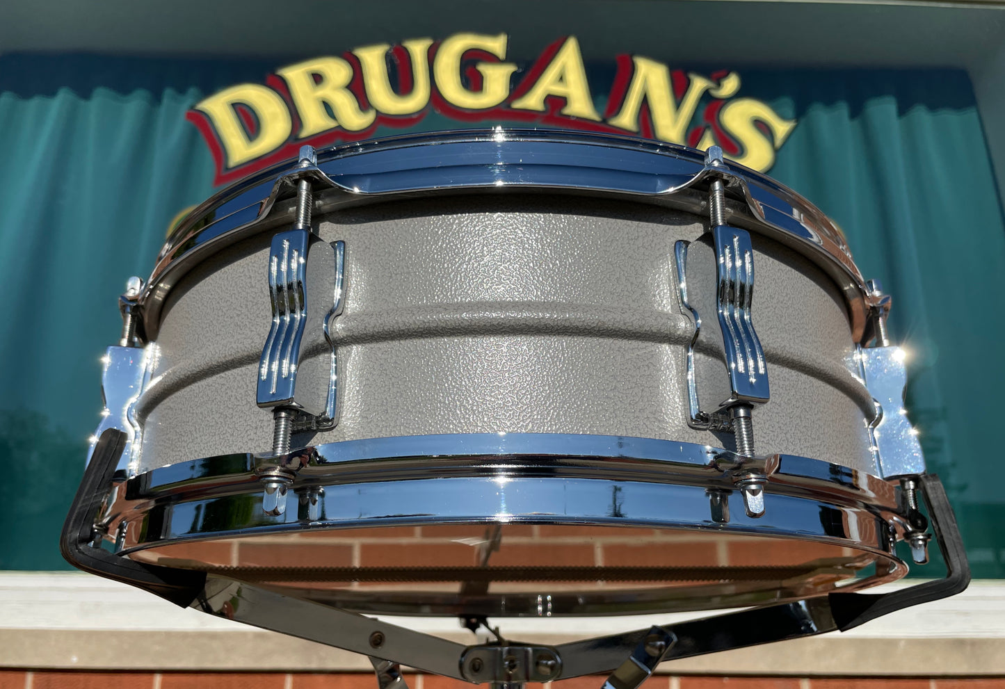 1970s/Early 1980s Ludwig 5x14 Rare Textured Gray Powder Coated Acrolite Snare Drum