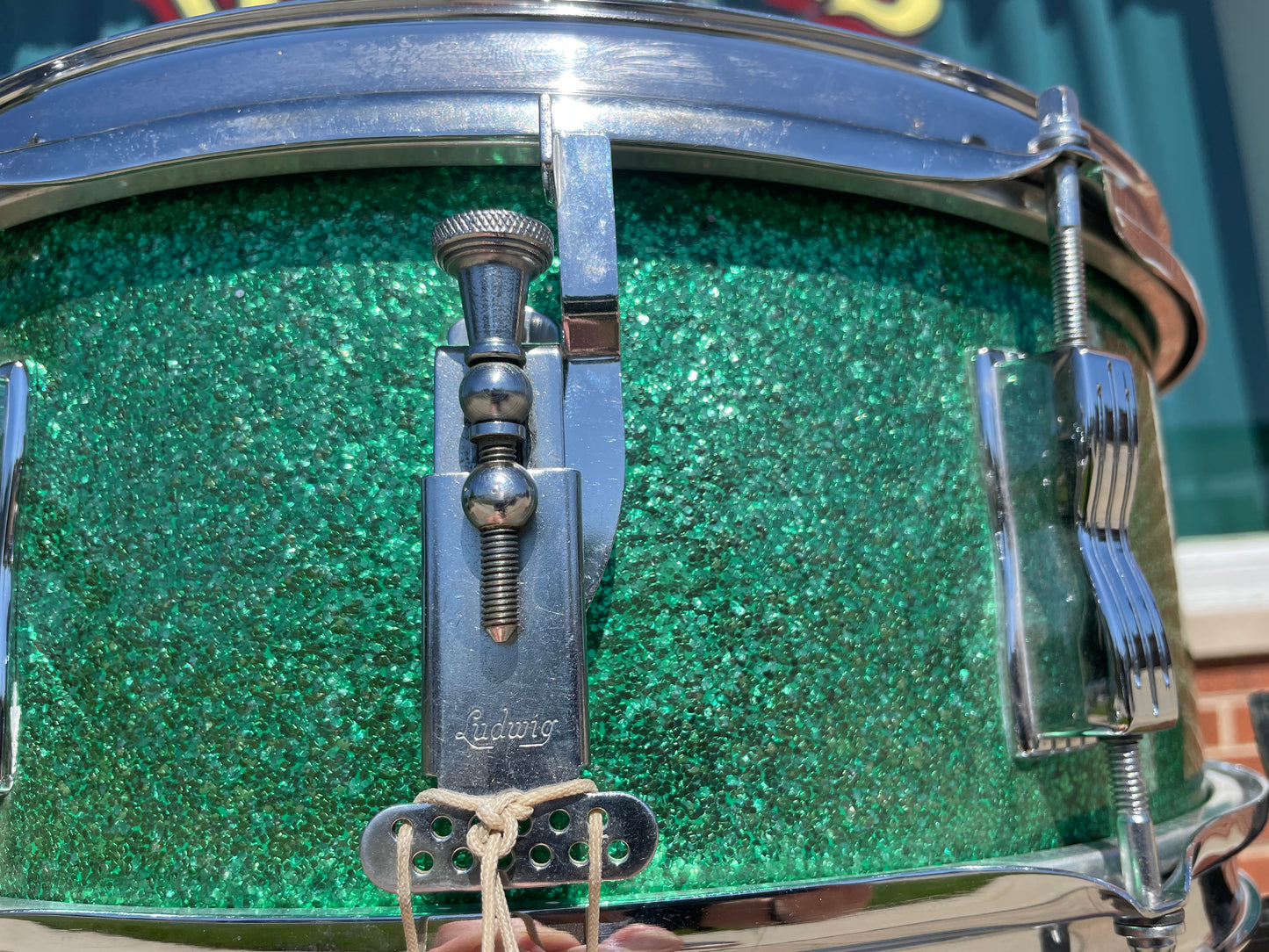 1966 Ludwig 5x14 Pioneer Snare Drum Green Sparkle
