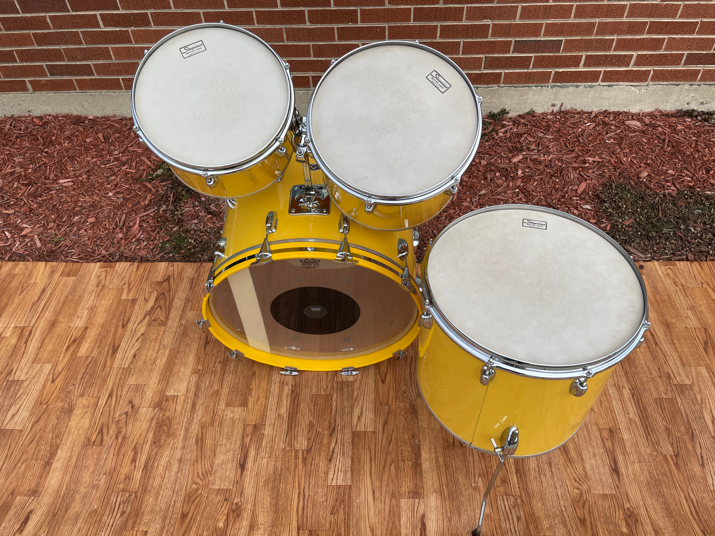 1970s Slingerland 4pc. Drum Set Gloss Yellow 22/12/13/16