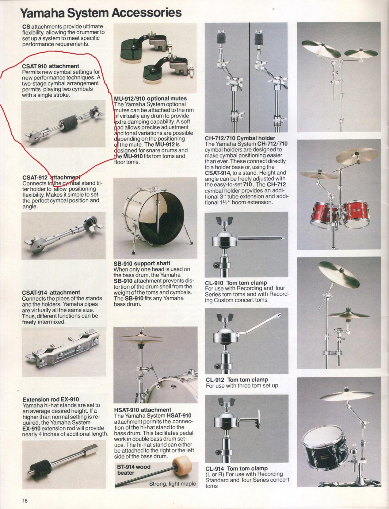 1980s N.O.S. Yamaha CSAT-910 Cymbal Stand Attachment