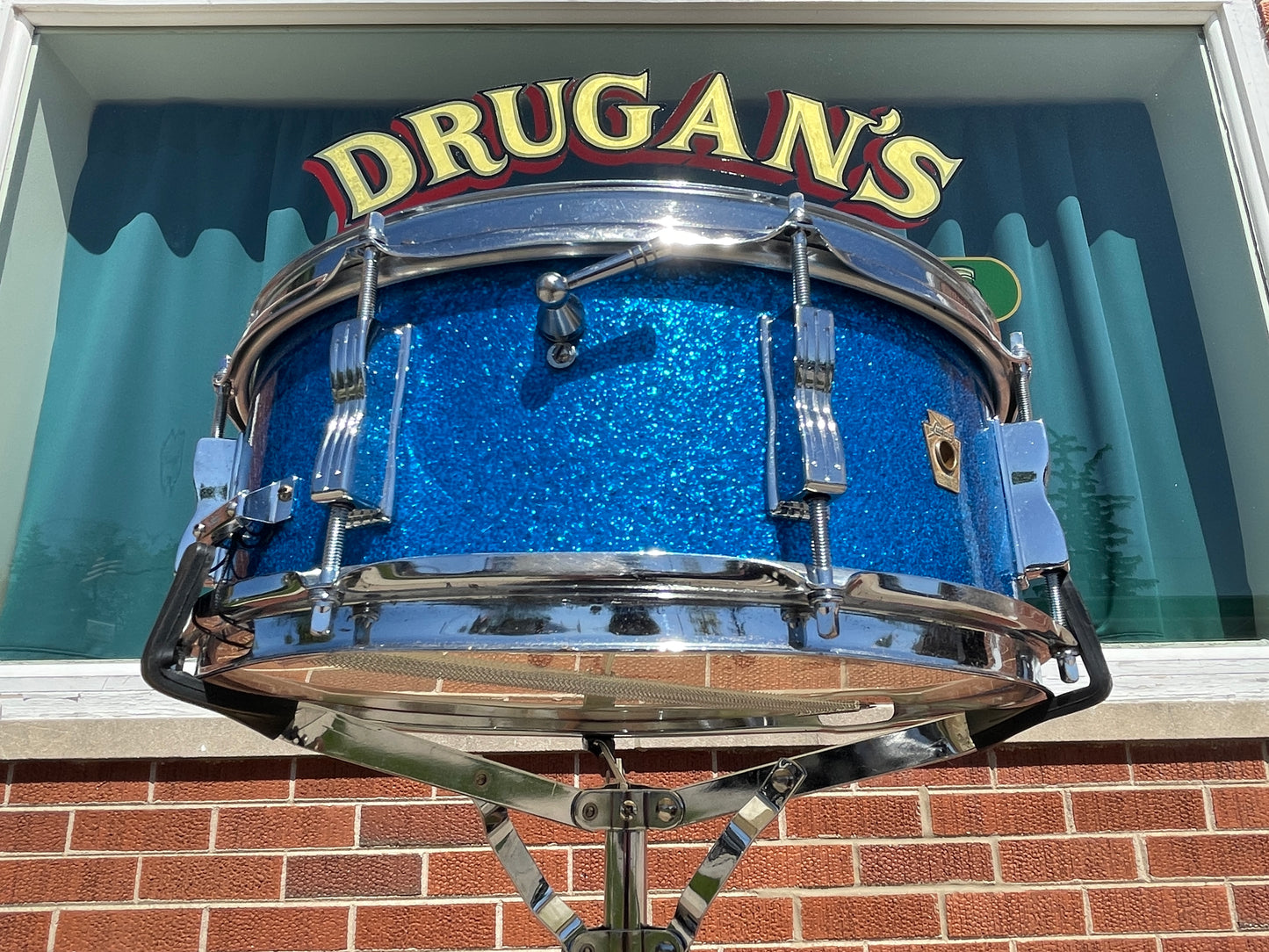 1966 Ludwig 5x14 Jazz Festival Snare Drum Blue Sparkle