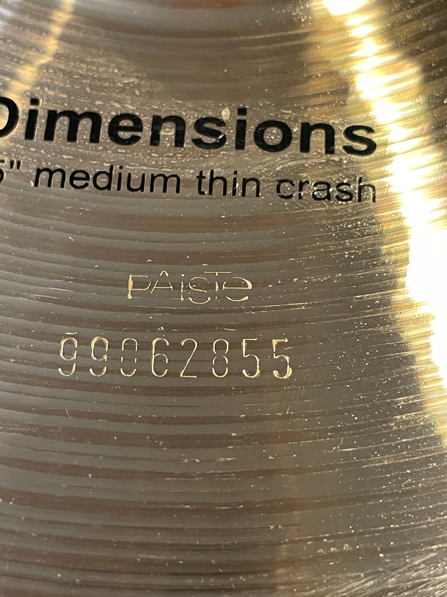 15" Paiste Dimensions Medium Thin Crash Cymbal 846g