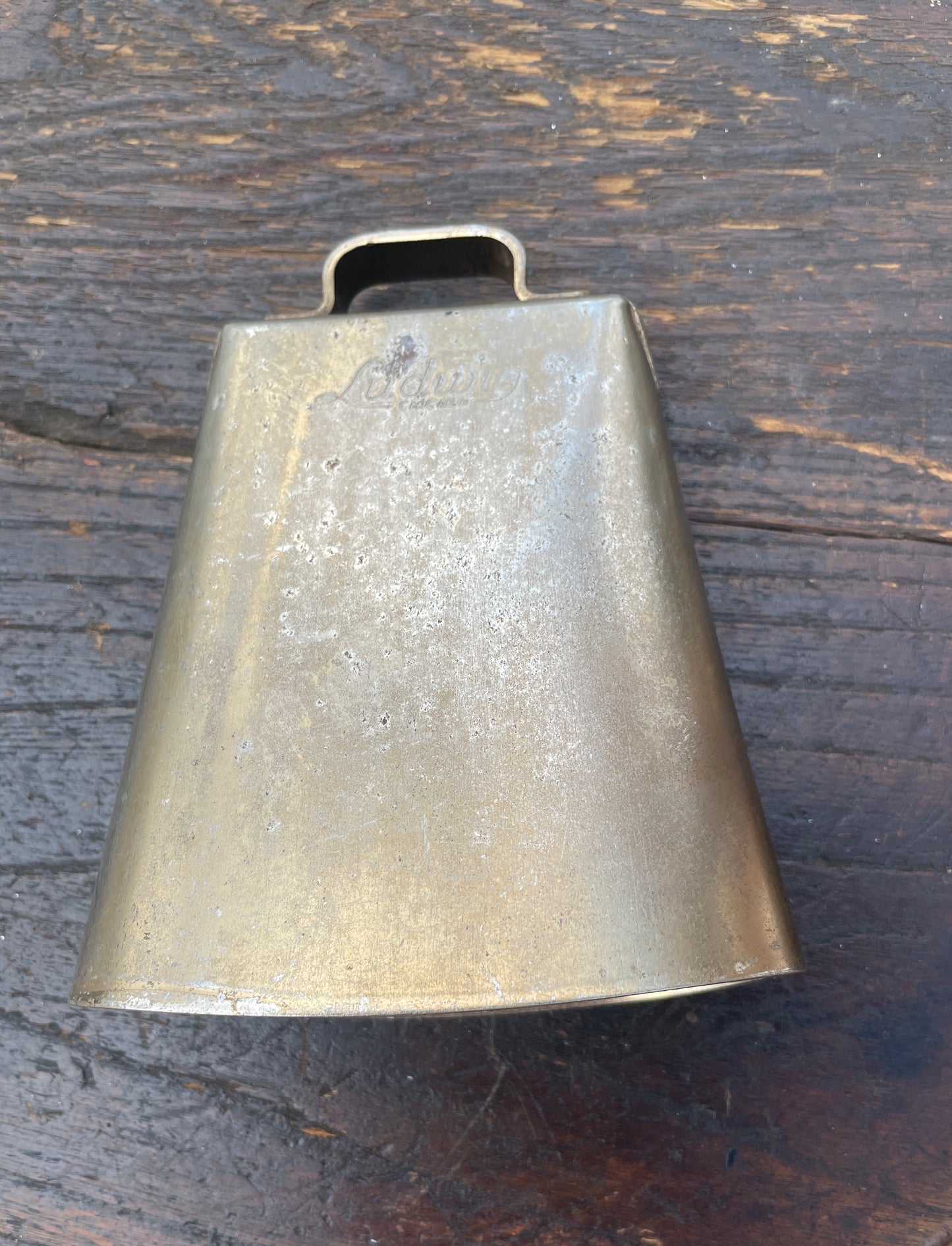 Vintage 1960s Ludwig Script Logo 5" Golden Tone Cow Bell