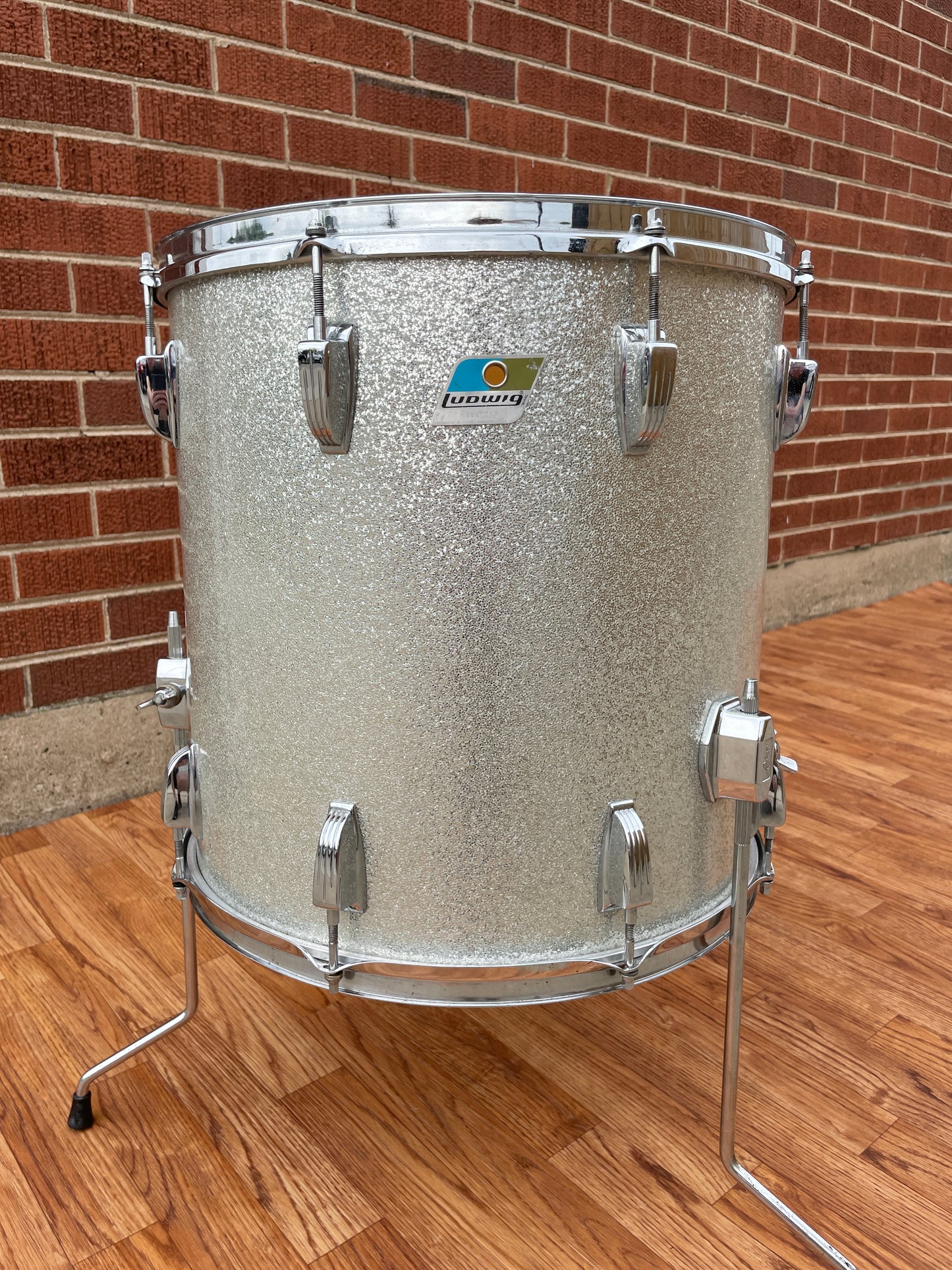 1970s Ludwig 16x16 Floor Tom Silver Sparkle