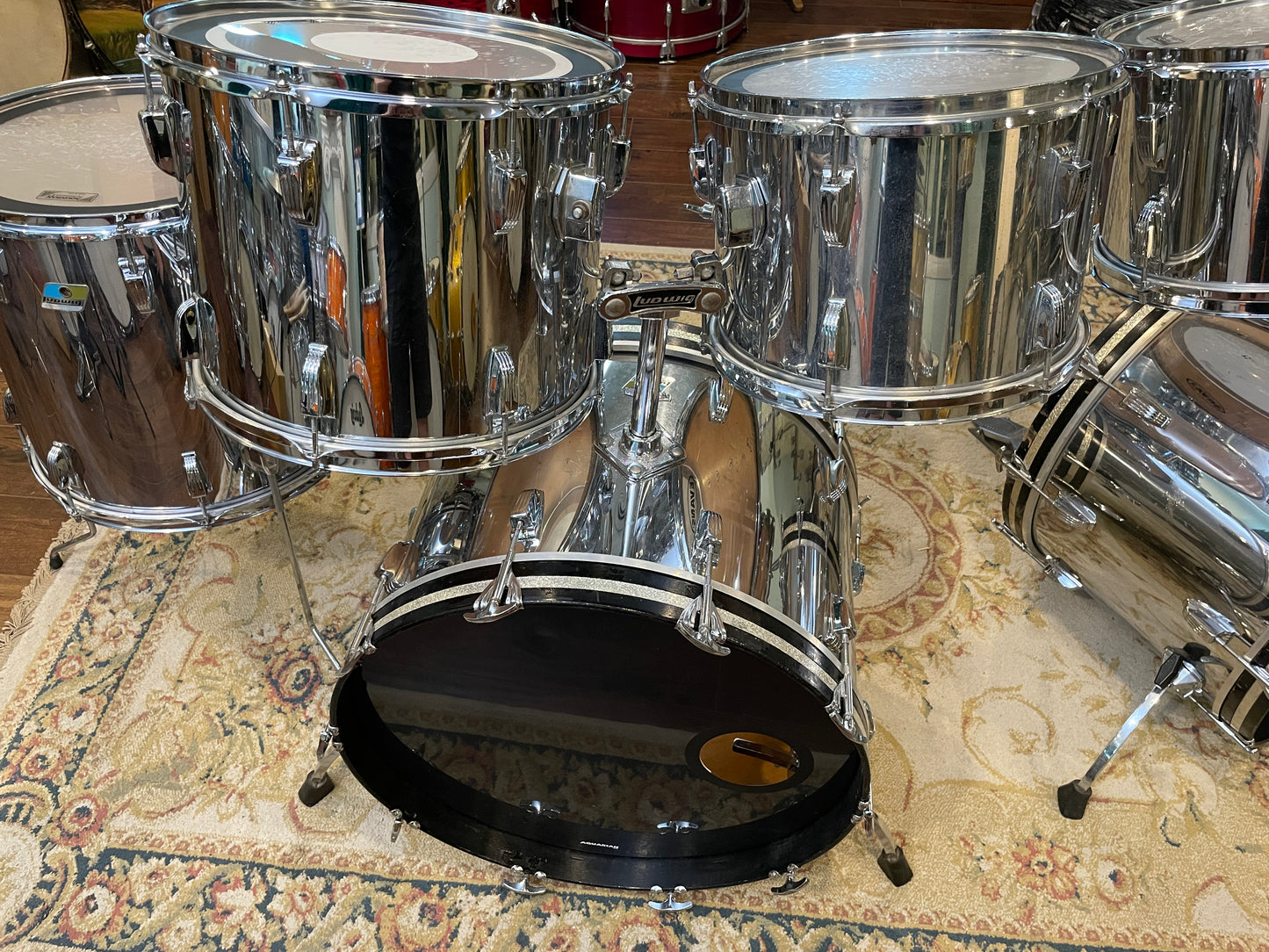 1979-80 Ludwig 9pc. Drum Set Chrome Over Wood *Video Demo*