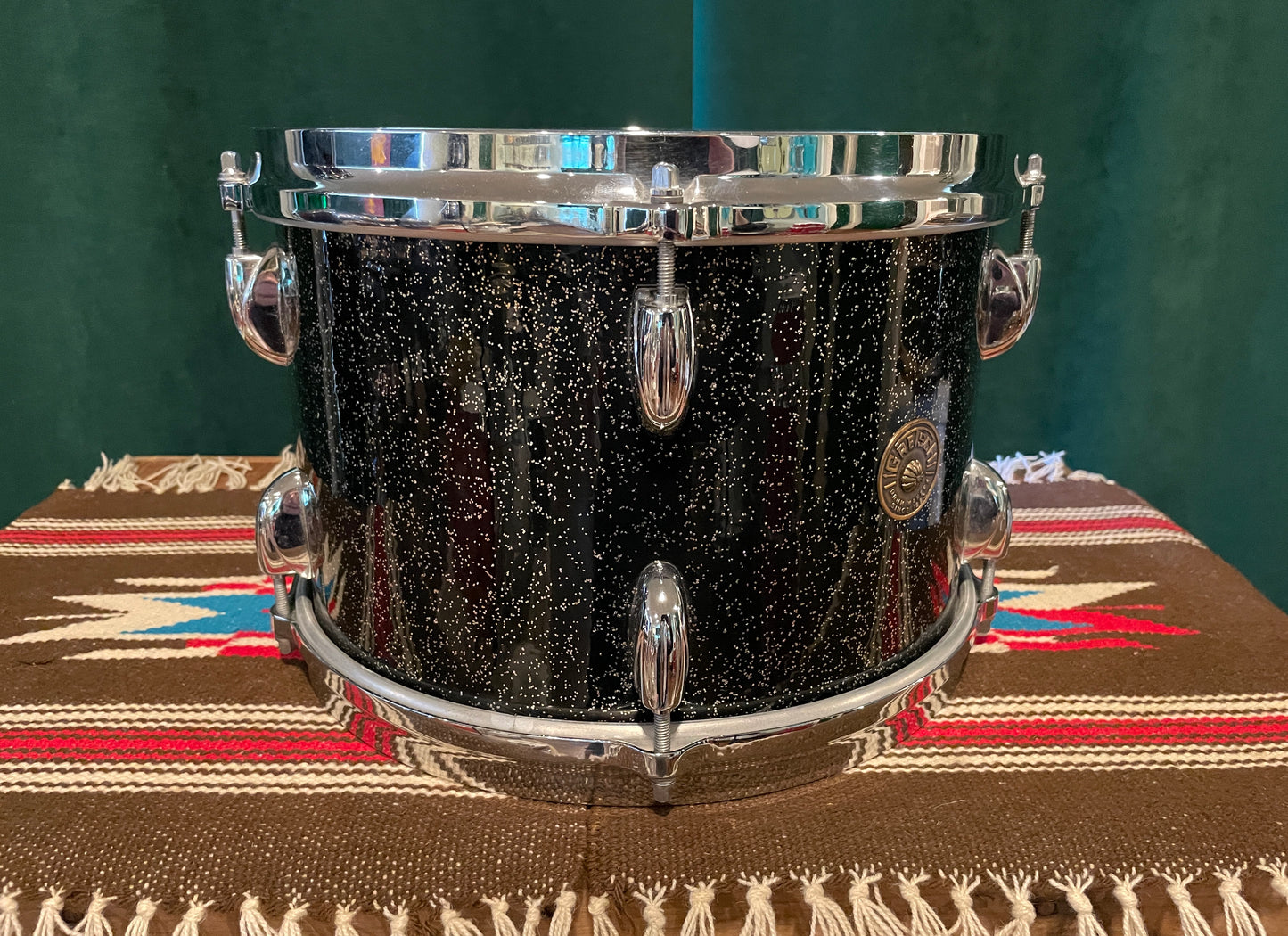1960s Gretsch 8x12 No. 4415 Tom Drum Anniversary Sparkle Round Badge