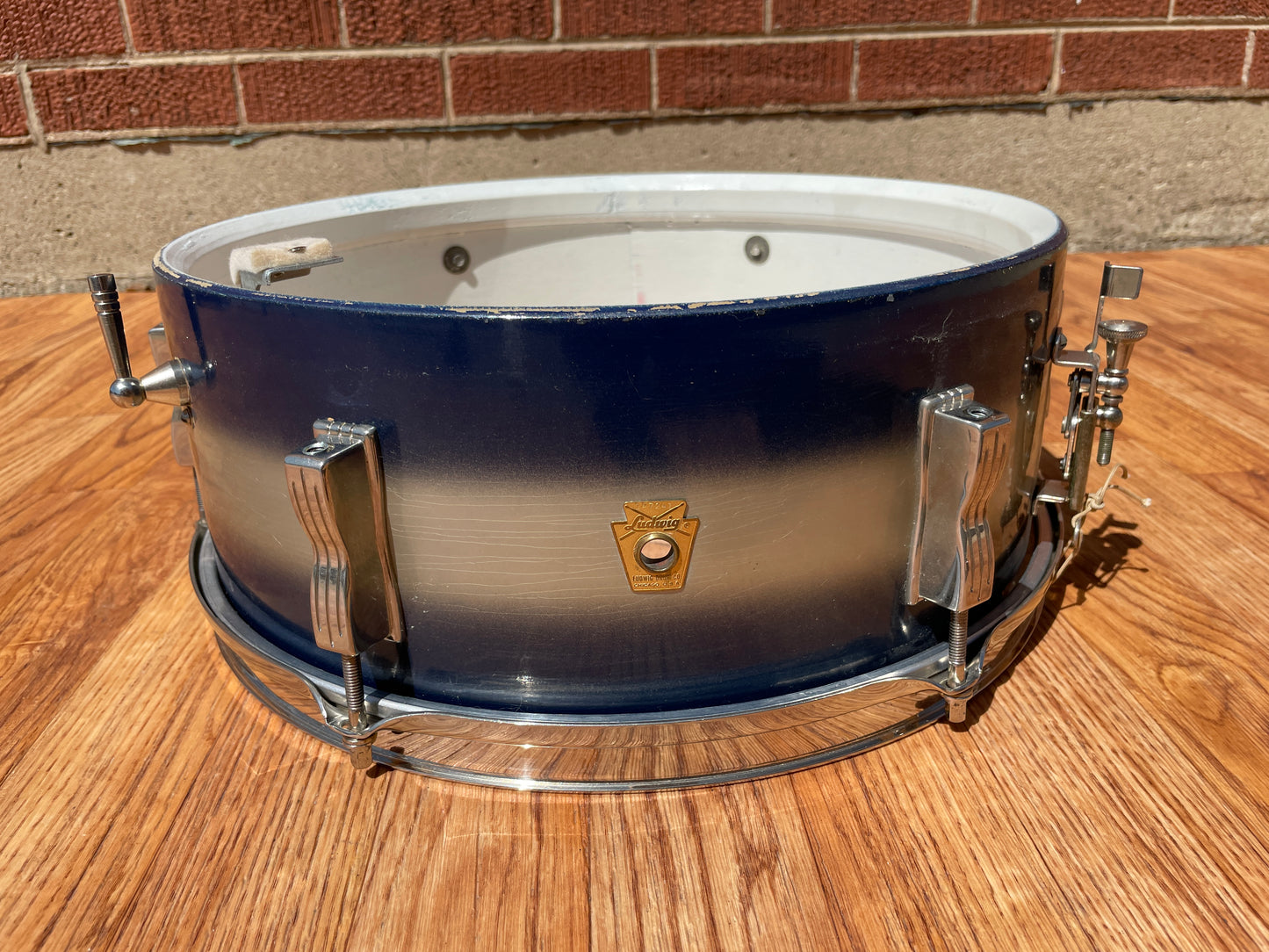 1965 Ludwig 5x14 Pioneer Snare Drum Silver / Blue Duco