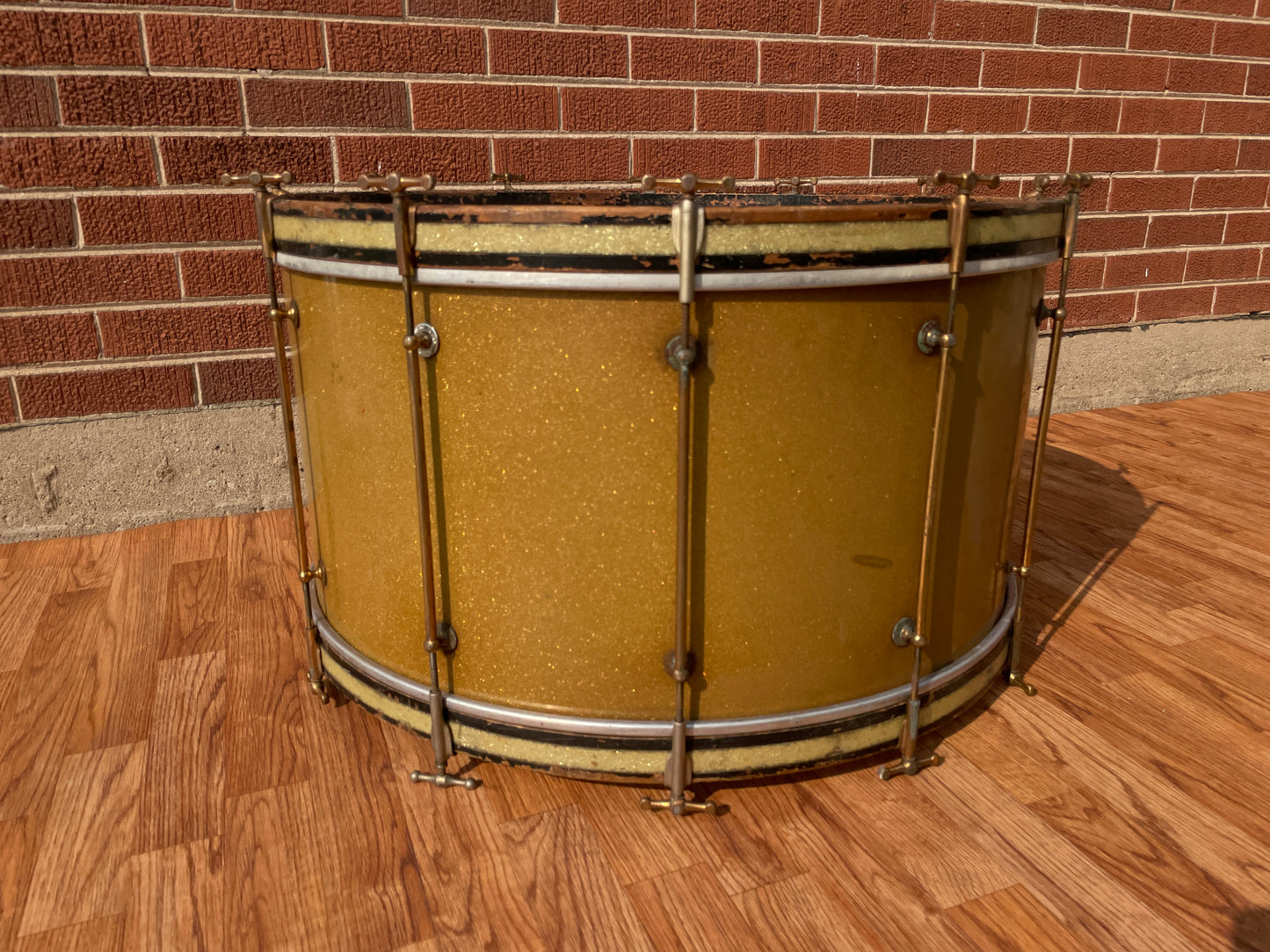 Vintage 1928-36 Slingerland 14x28 Bass Drum Gold Sparkle Cloud Badge