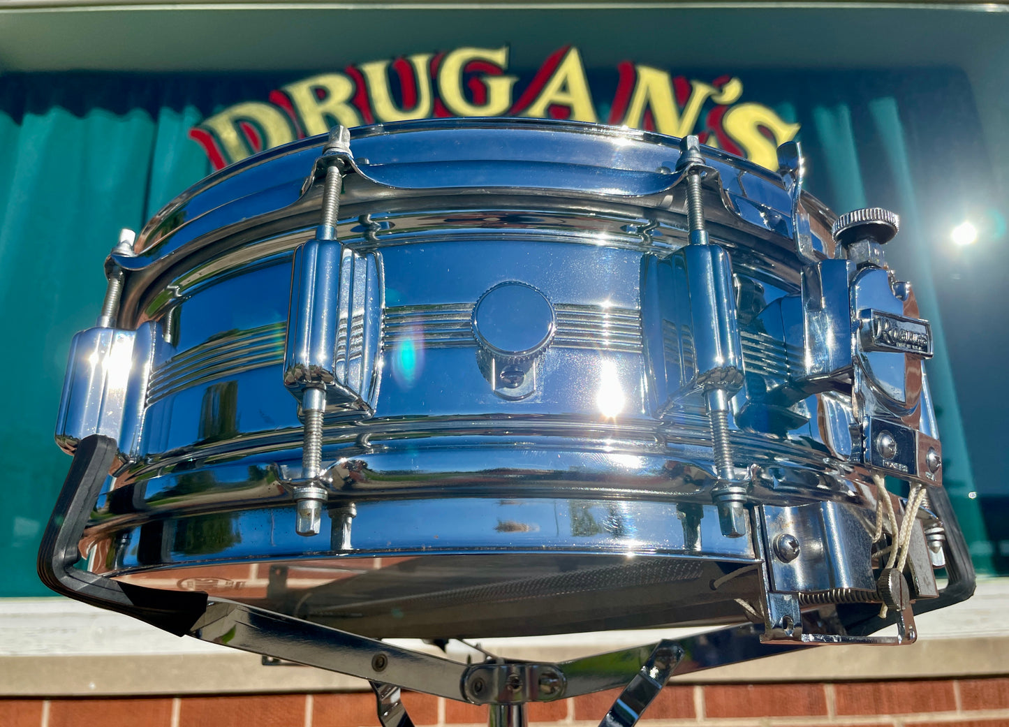 1960s-70s Rogers Dyna-Sonic 5x14 Snare Drum COB Chrome Over Brass