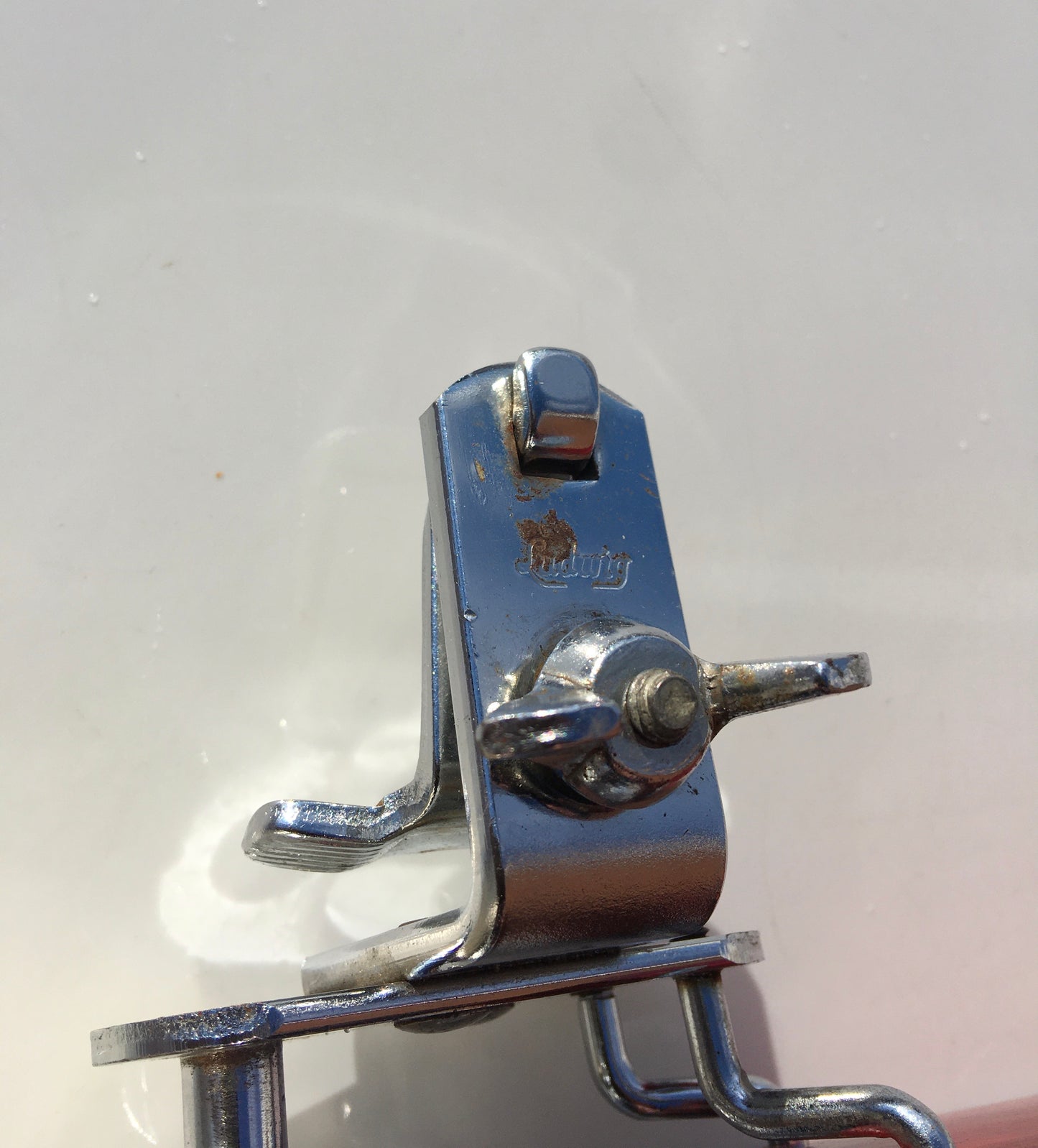 1960s Ludwig Cow Bell and Wood Block w/ Original Bass Drum Mount