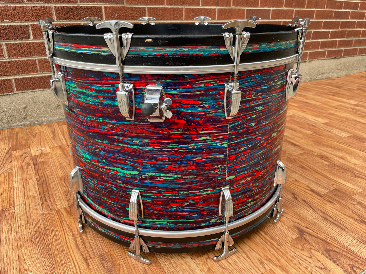 1970s Ludwig 14x22 Bass Drum Psychedelic Red