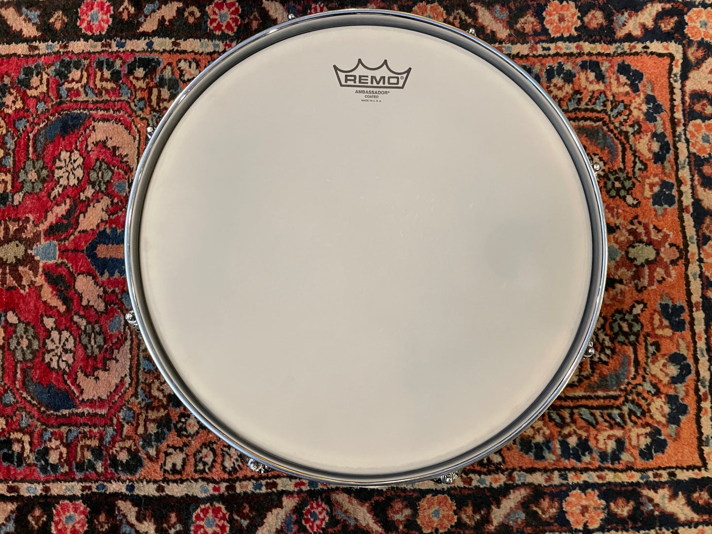 1960-1962 Ludwig 4x14 Downbeat Snare Drum Oyster Blue Pearl Pre-Serial Keystone Badge