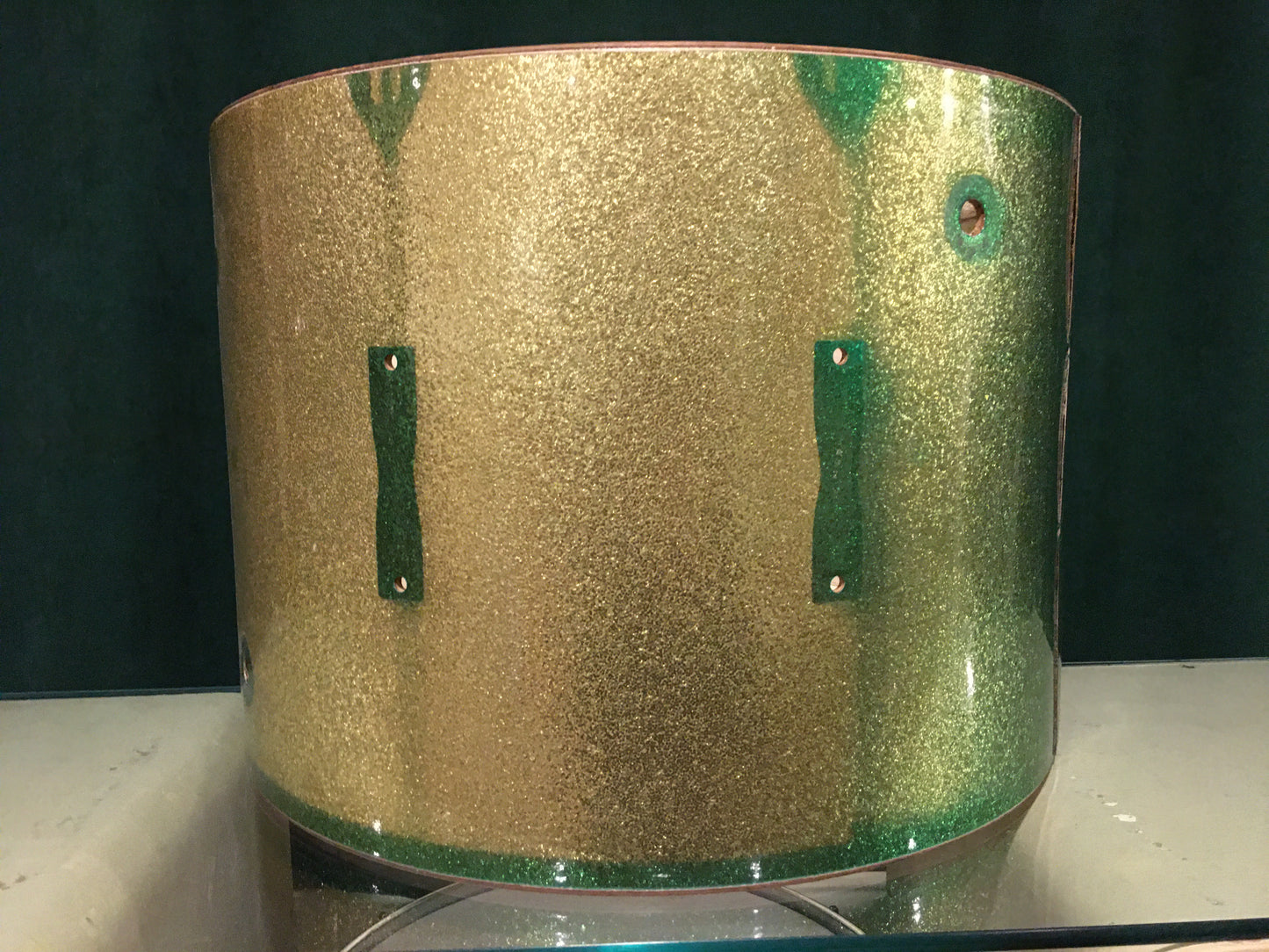 1960s Ludwig 14x20 Club Date Bass Drum Shell Green Sparkle Keystone