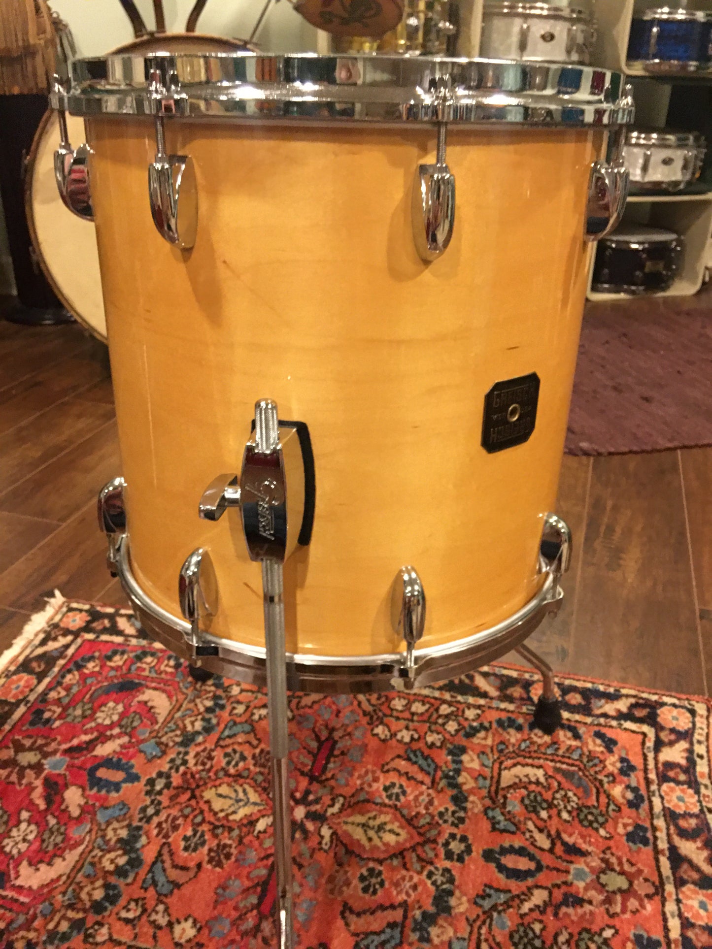 1980s Gretsch Square Badge 14X14 Floor Tom Natural Maple