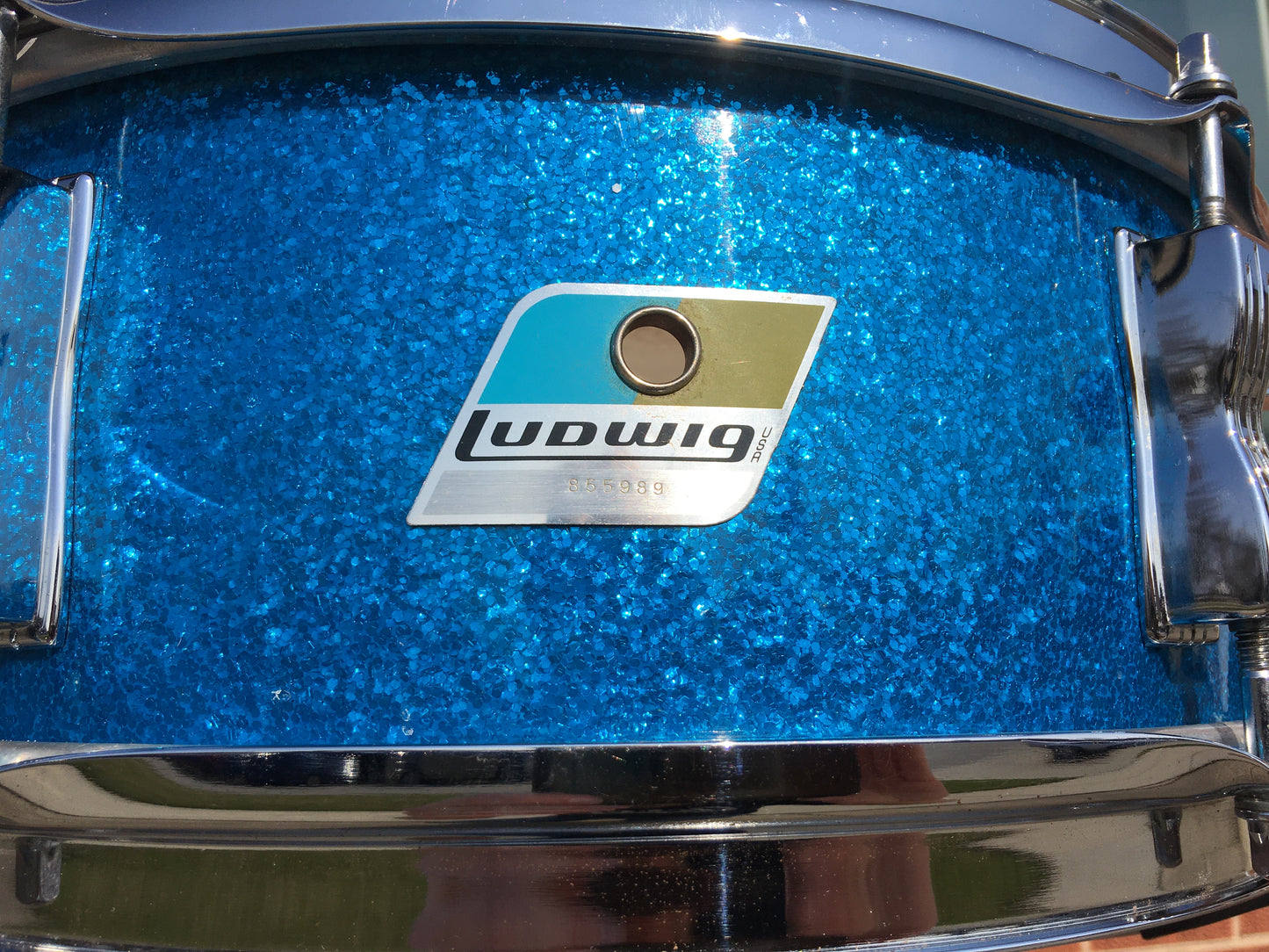 1971 Ludwig 5x14 Pioneer Snare Drum Blue Sparkle #2045