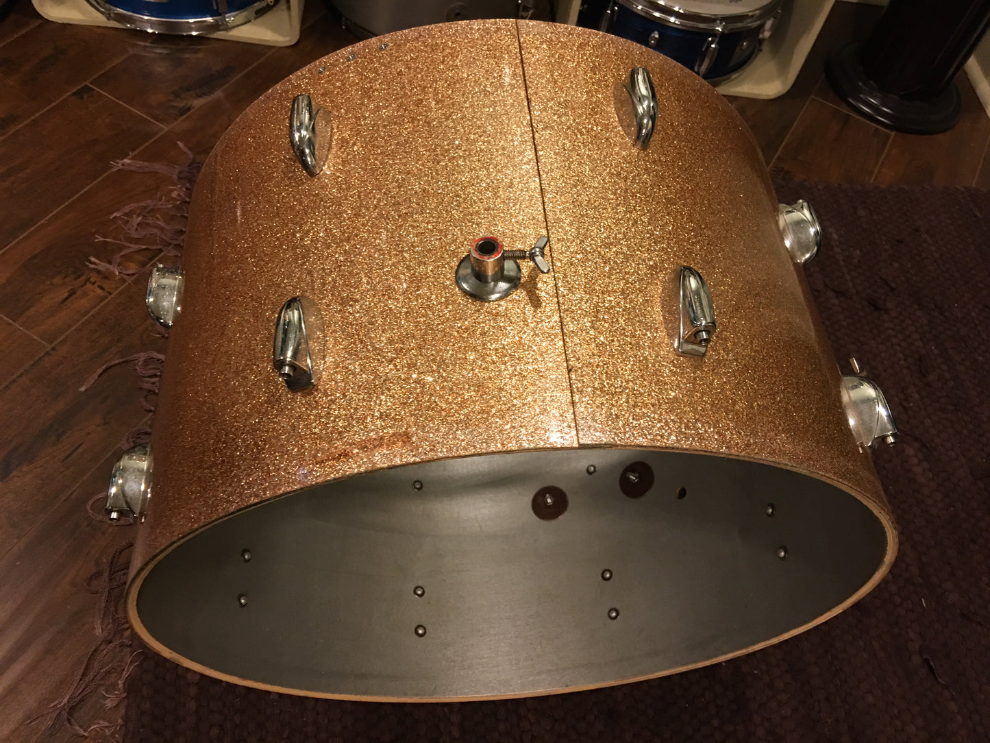 1960s Gretsch Round Badge 14x22 Name Band Champagne Sparkle Bass Drum