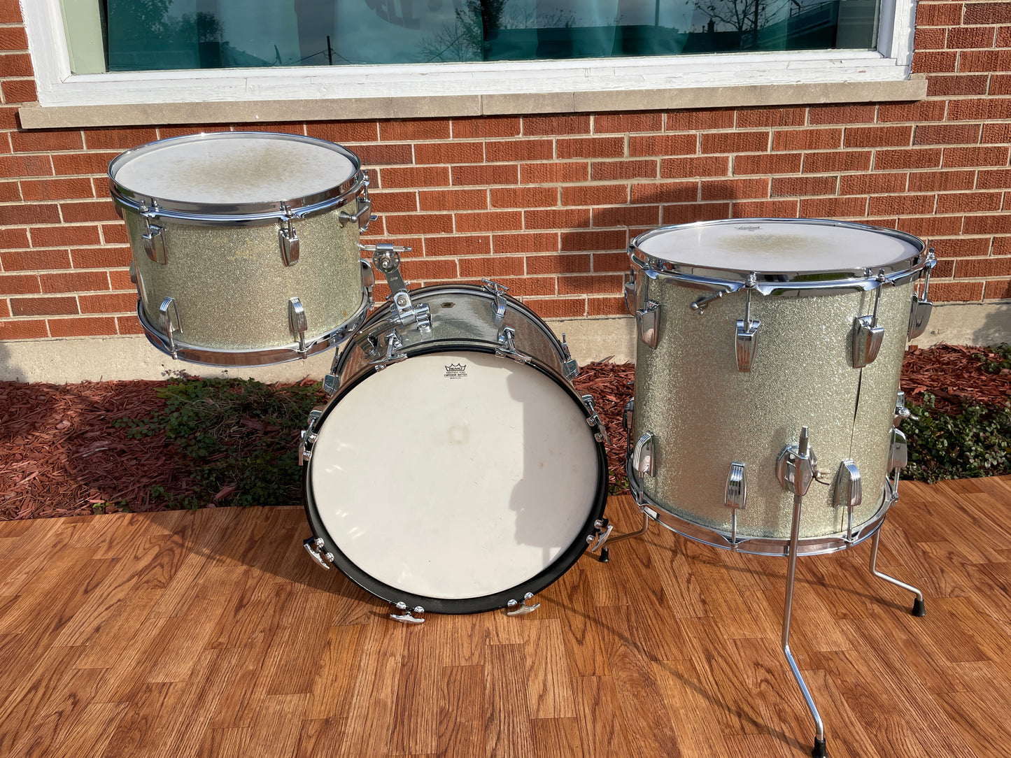 1966 Ludwig Jazzette Silver Sparkle Drum Set 12x18/12/14