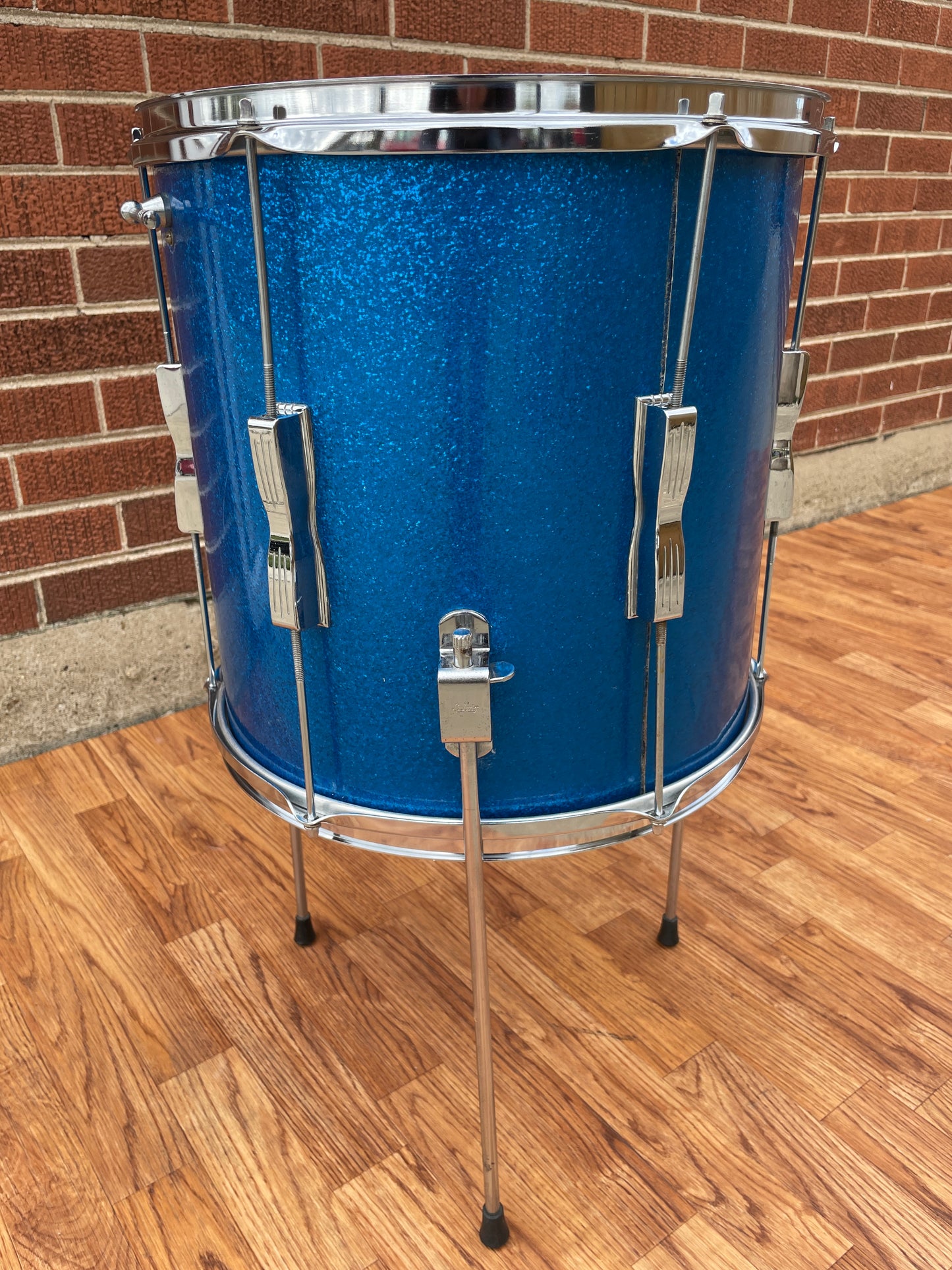1965 Ludwig 14x14 Club Date Floor Tom Drum Blue Sparkle