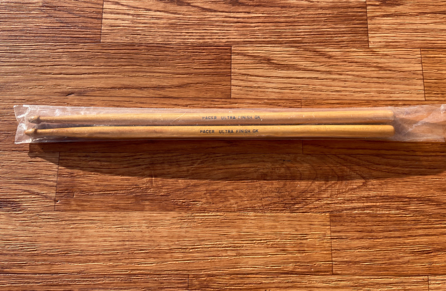 N.O.S. Vintage Pacer Ultra Finish GK Gene Krupa Wood Tip Drum Sticks w/ Original Bag New Old Stock
