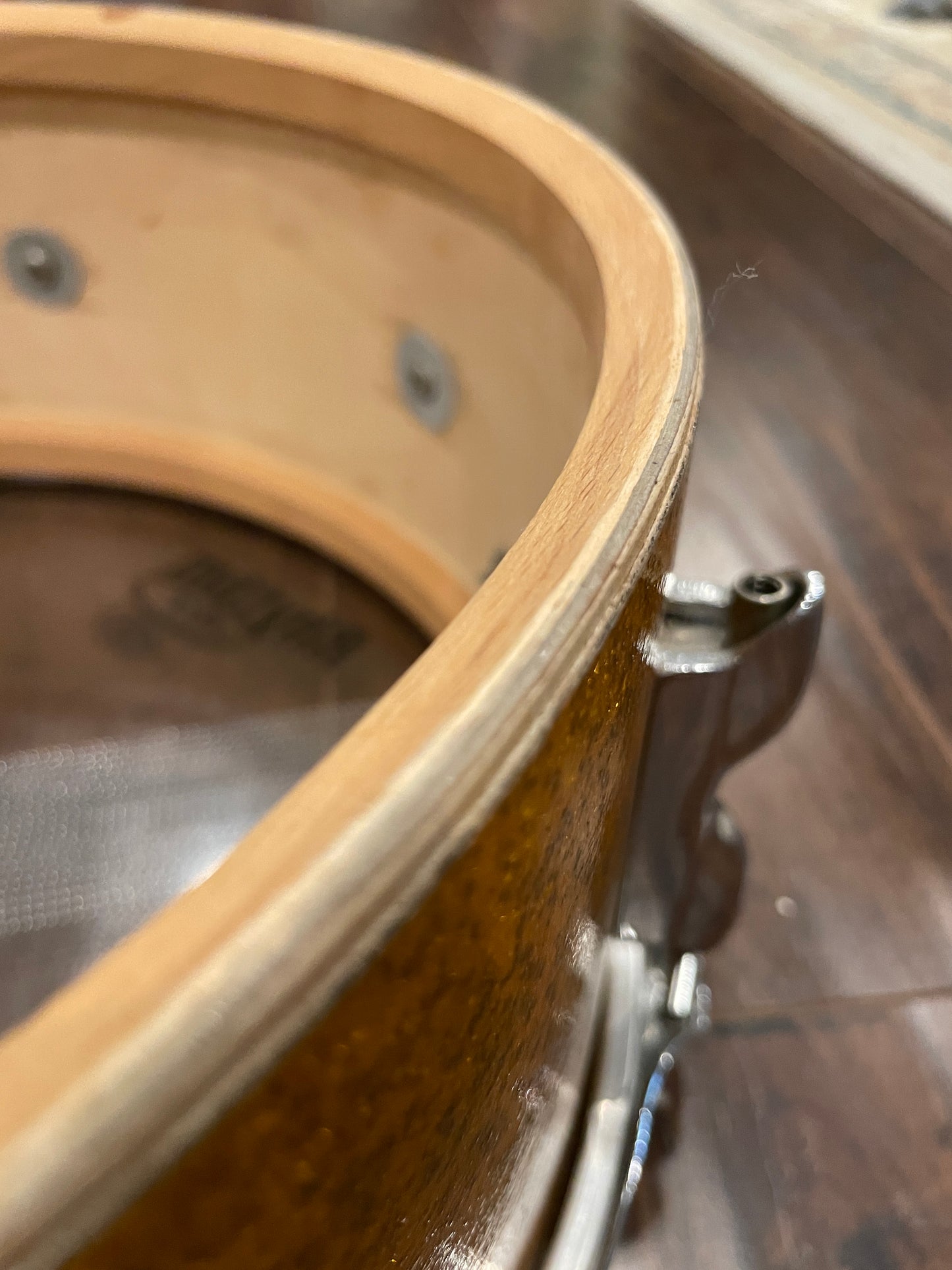 1960s Olympic Premier 5.5x14 Model No. 1002 De Luxe Snare Drum Sparkling Gold