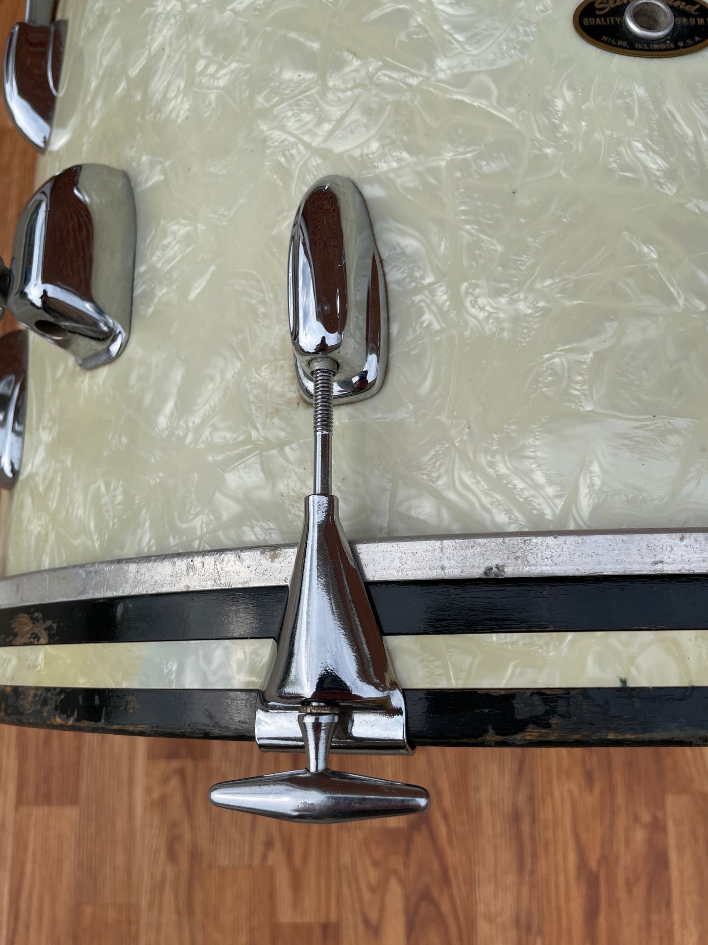 1960s Slingerland 14x22 Bass Drum White Marine Pearl