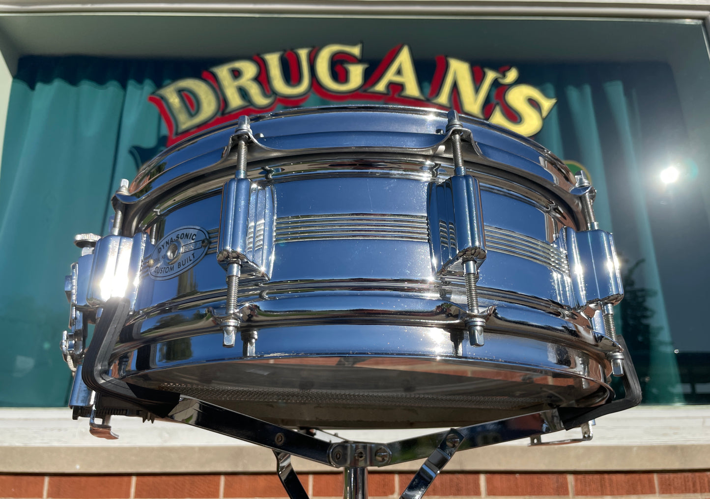 1960s-70s Rogers Dyna-Sonic 5x14 Snare Drum COB Chrome Over Brass