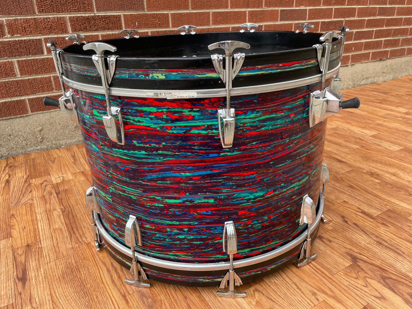 1970s Ludwig 14x22 Bass Drum Psychedelic Red