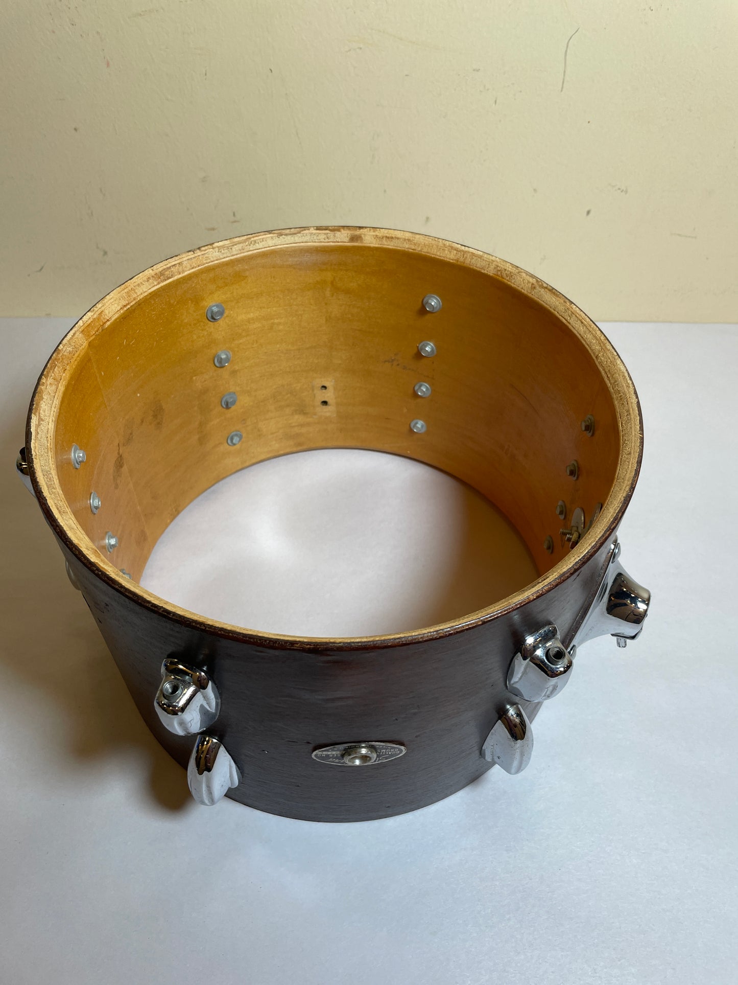 1970s Slingerland 8x12 Tom Drum Shell Brown Stain