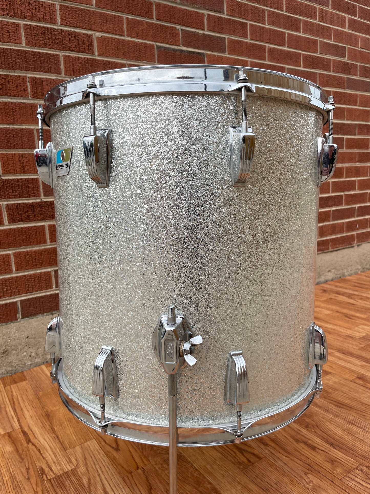 1970s Ludwig 16x16 Floor Tom Silver Sparkle