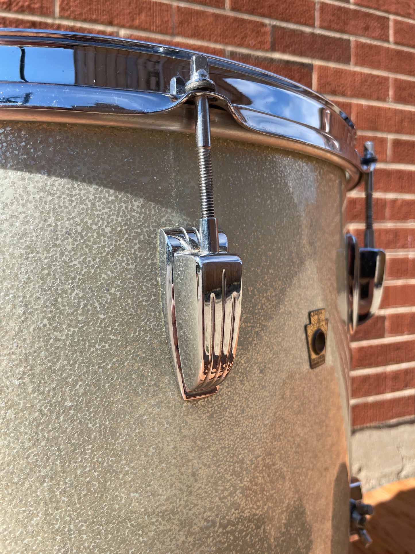 1965 Ludwig 16x16 Floor Tom Drum Silver Sparkle COB