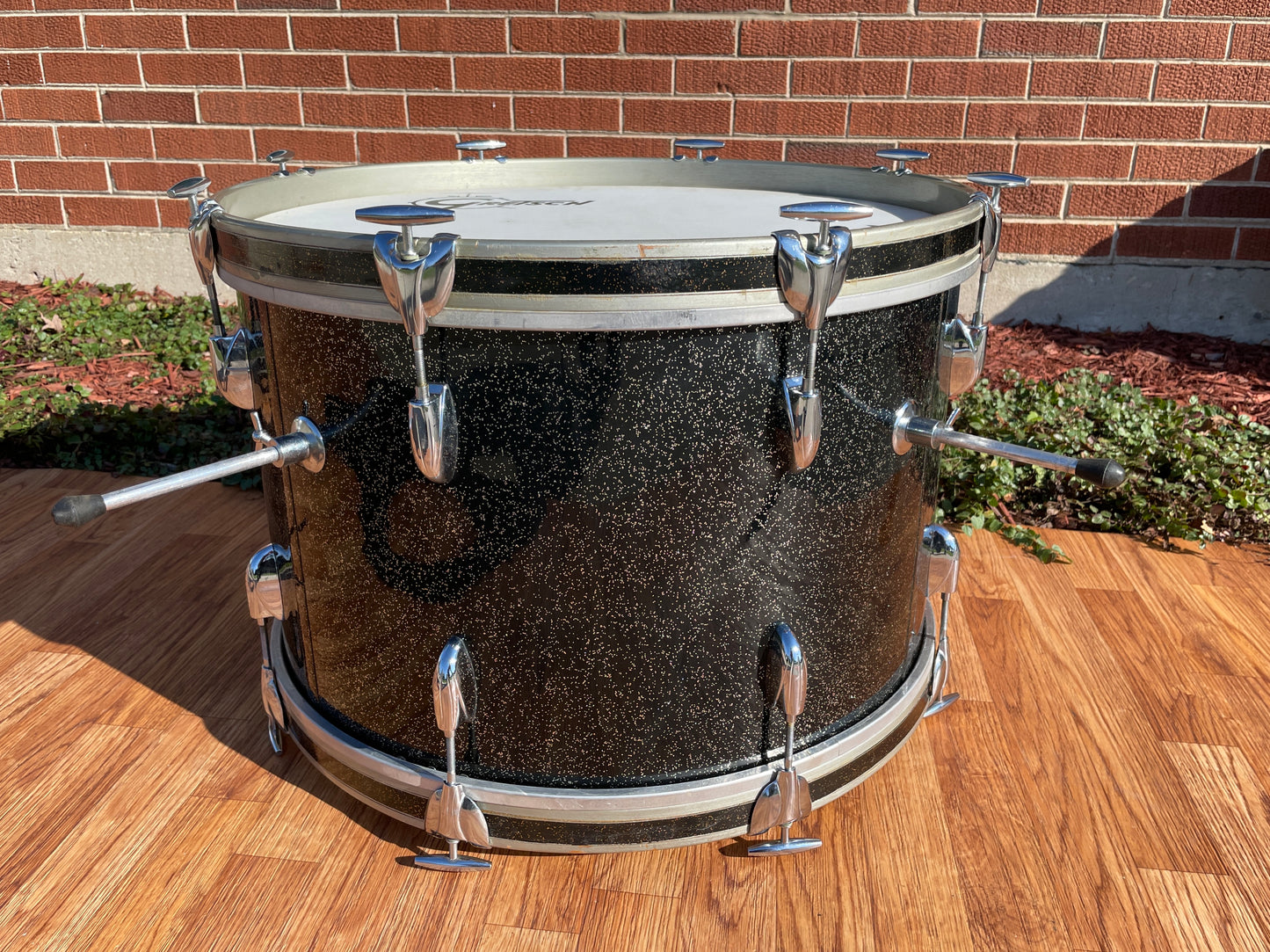 1960s Gretsch 14x22 No. 4247 Bass Drum Anniversary Sparkle Round Badge