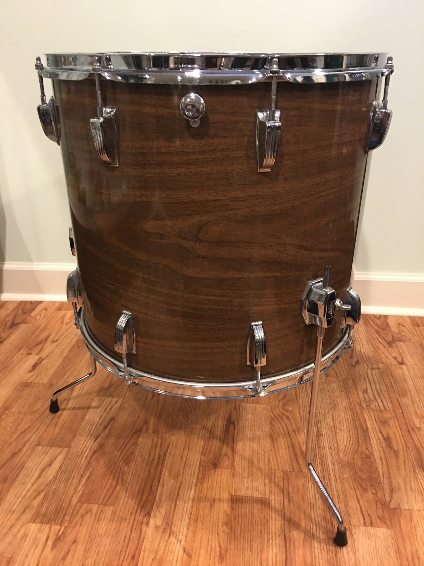1970s Ludwig 16x18 3 Ply Single Floor Tom Drum Walnut Cortex