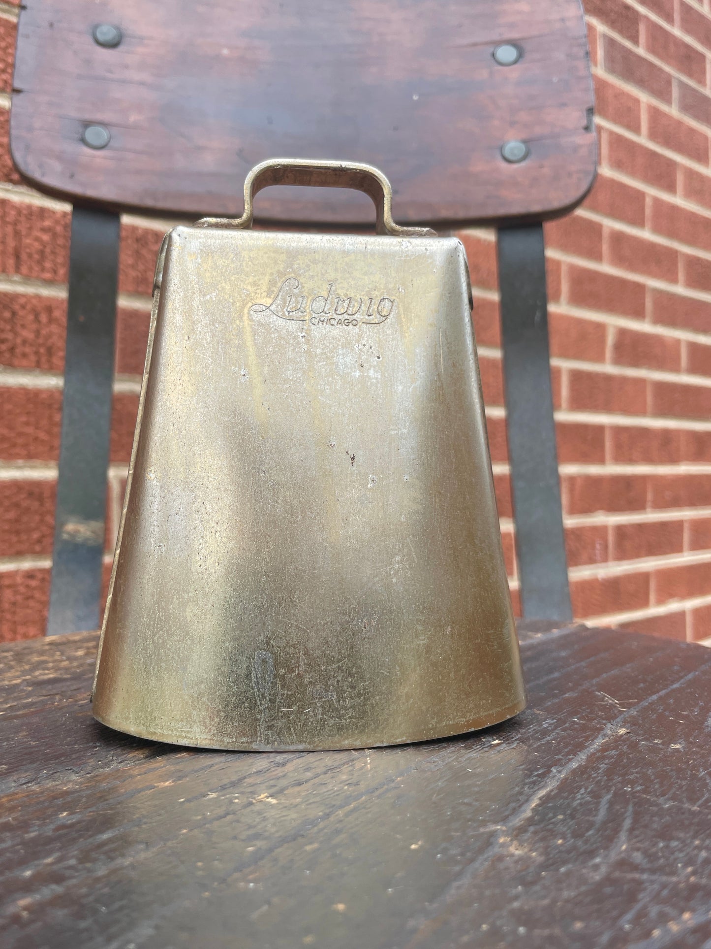 Vintage 1960s Ludwig Script Logo 5" Golden Tone Cow Bell