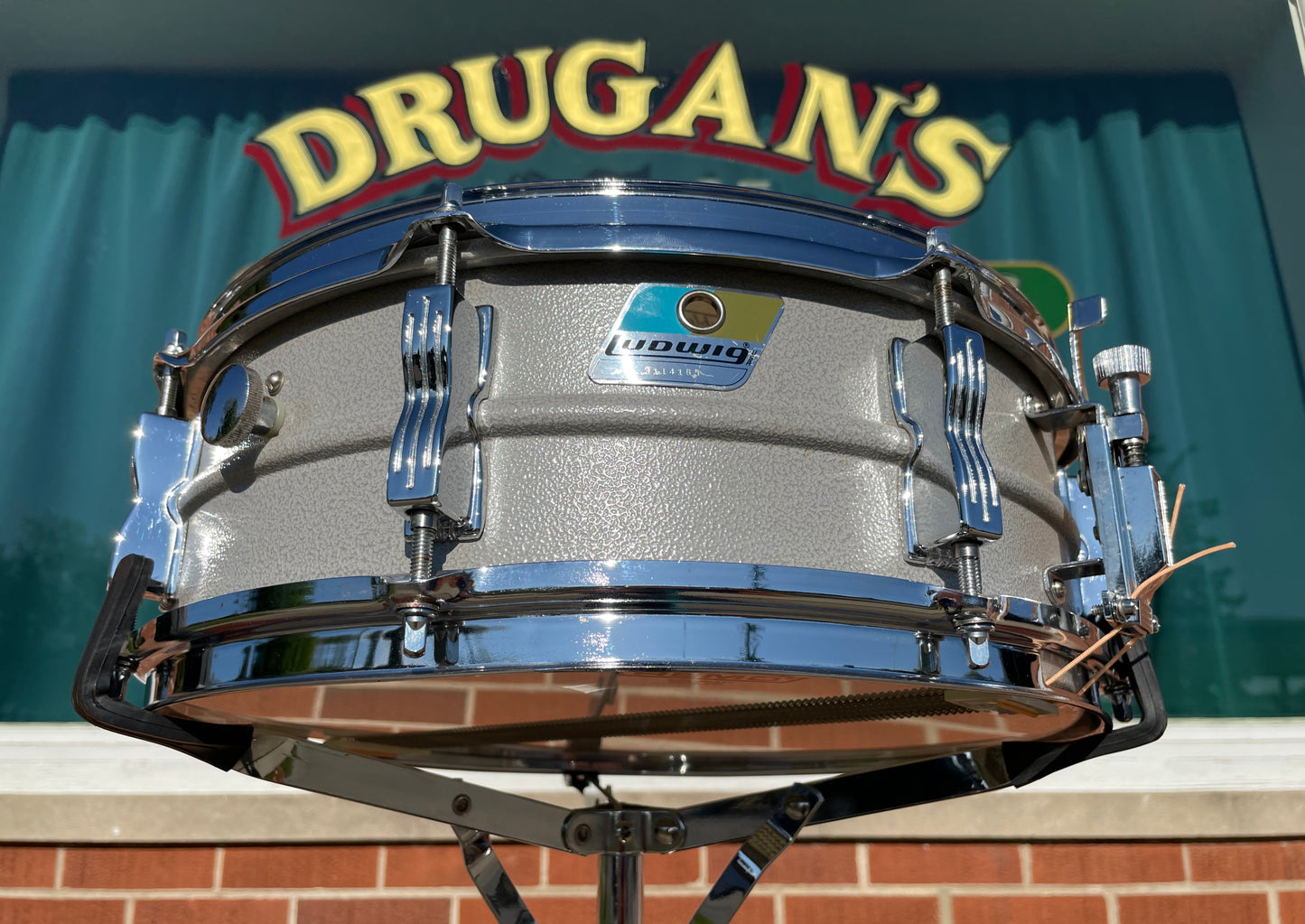1970s/Early 1980s Ludwig 5x14 Rare Textured Gray Powder Coated Acrolite Snare Drum