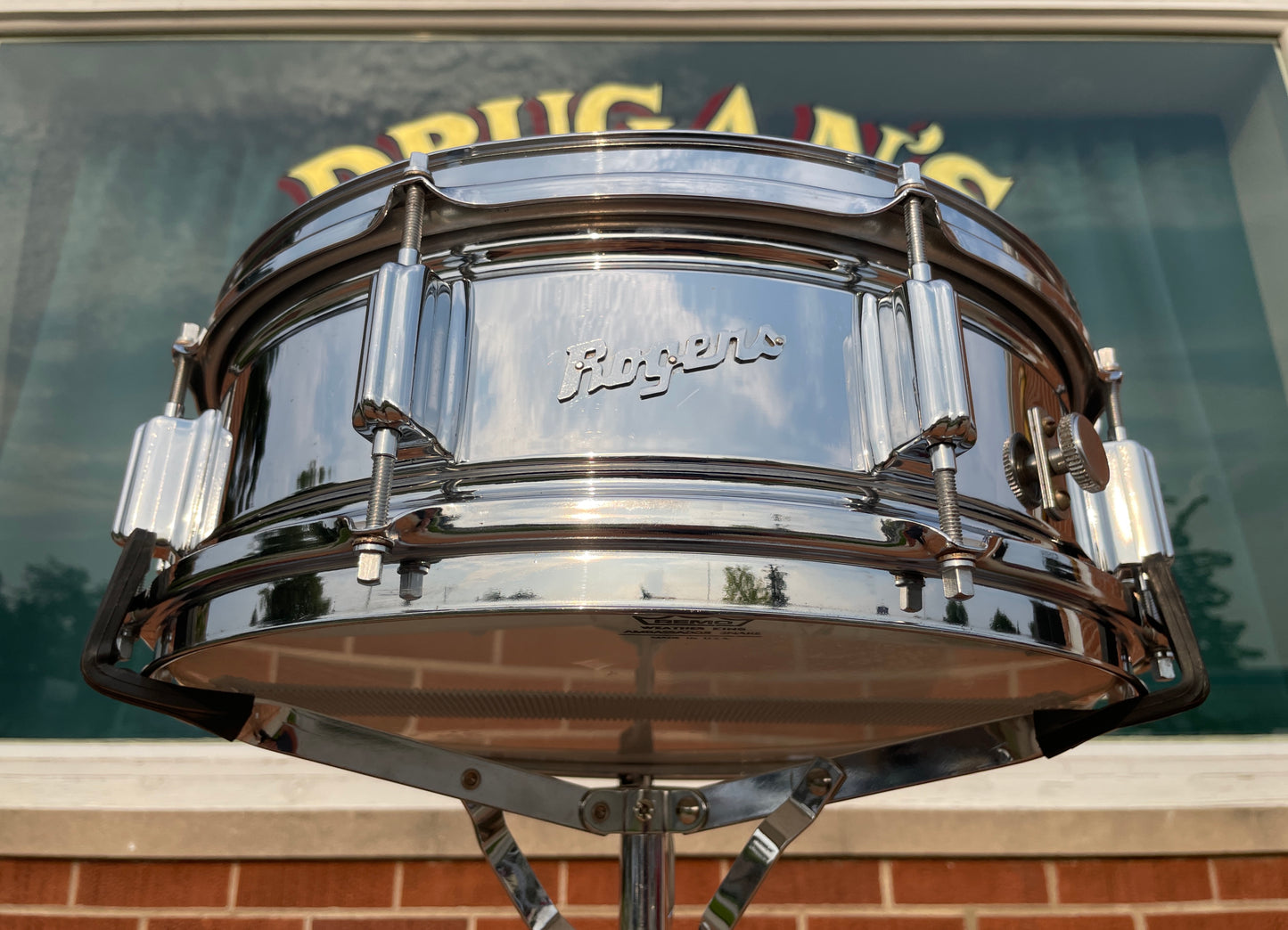 1960s Rogers 5x14 Powertone Snare Drum Chrome Over Brass Cleveland COB