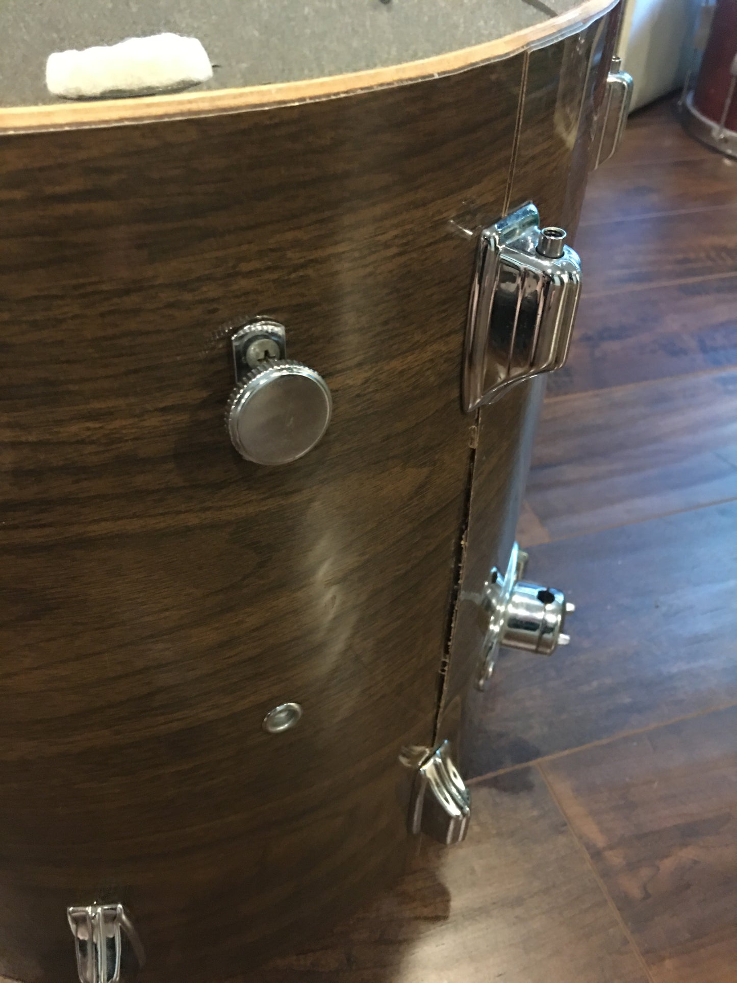 1970s Rogers 16X16 New Mahogany Swivomatic Floor Tom Drum