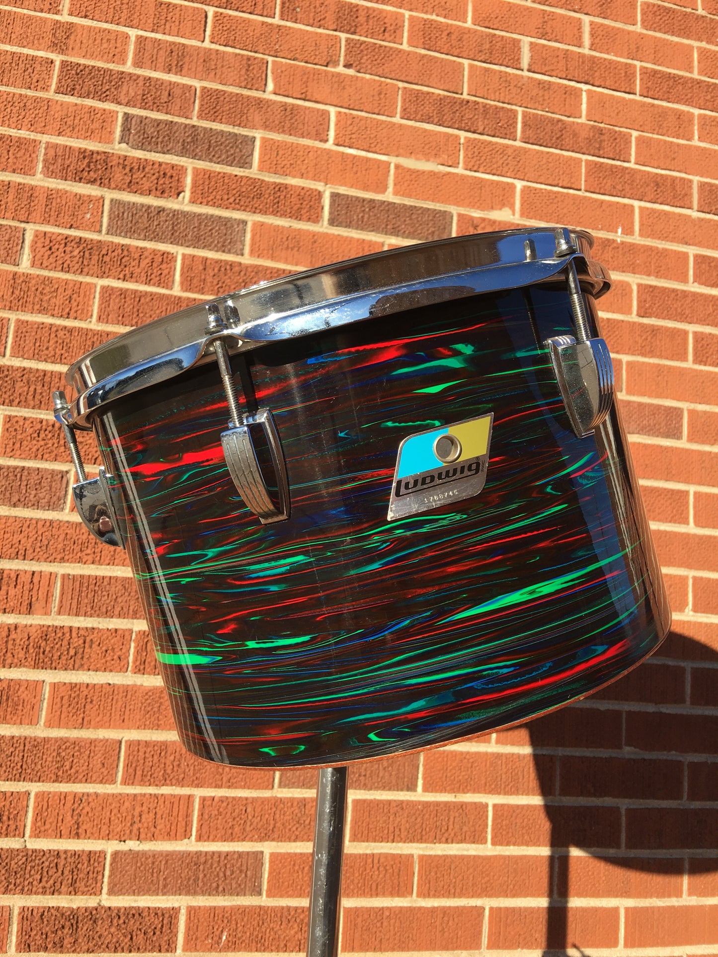 1970s Ludwig 6.5x10 & 8x12 Concert Tom Drums Psychedelic Red
